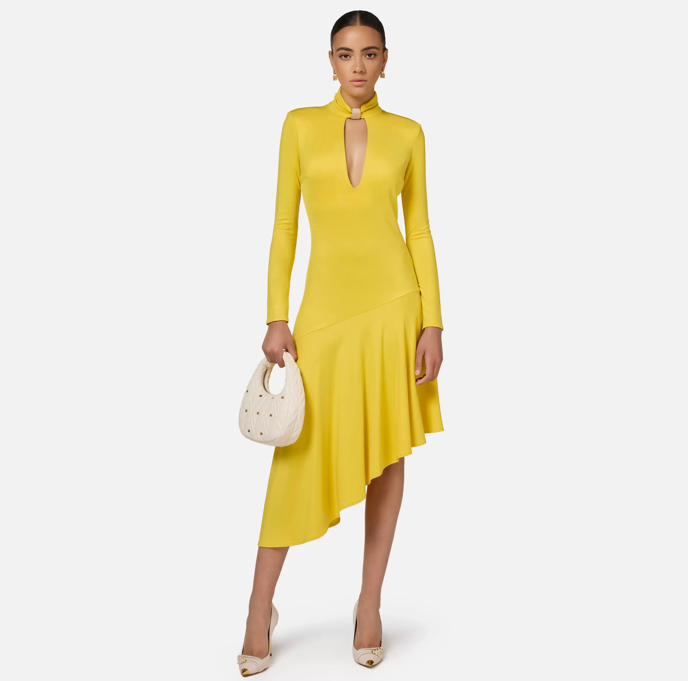 Elisabetta Franchi Abiti Midi | Abiti^Abito midi in jersey con accessorio gioiello Mimosa