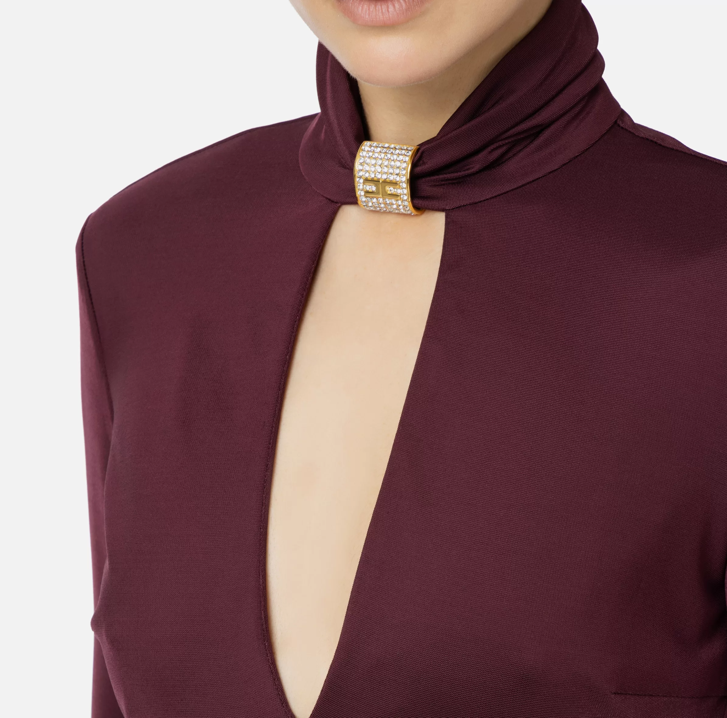 Elisabetta Franchi Abiti Midi | Abiti^Abito midi in jersey con accessorio gioiello RougeNoir