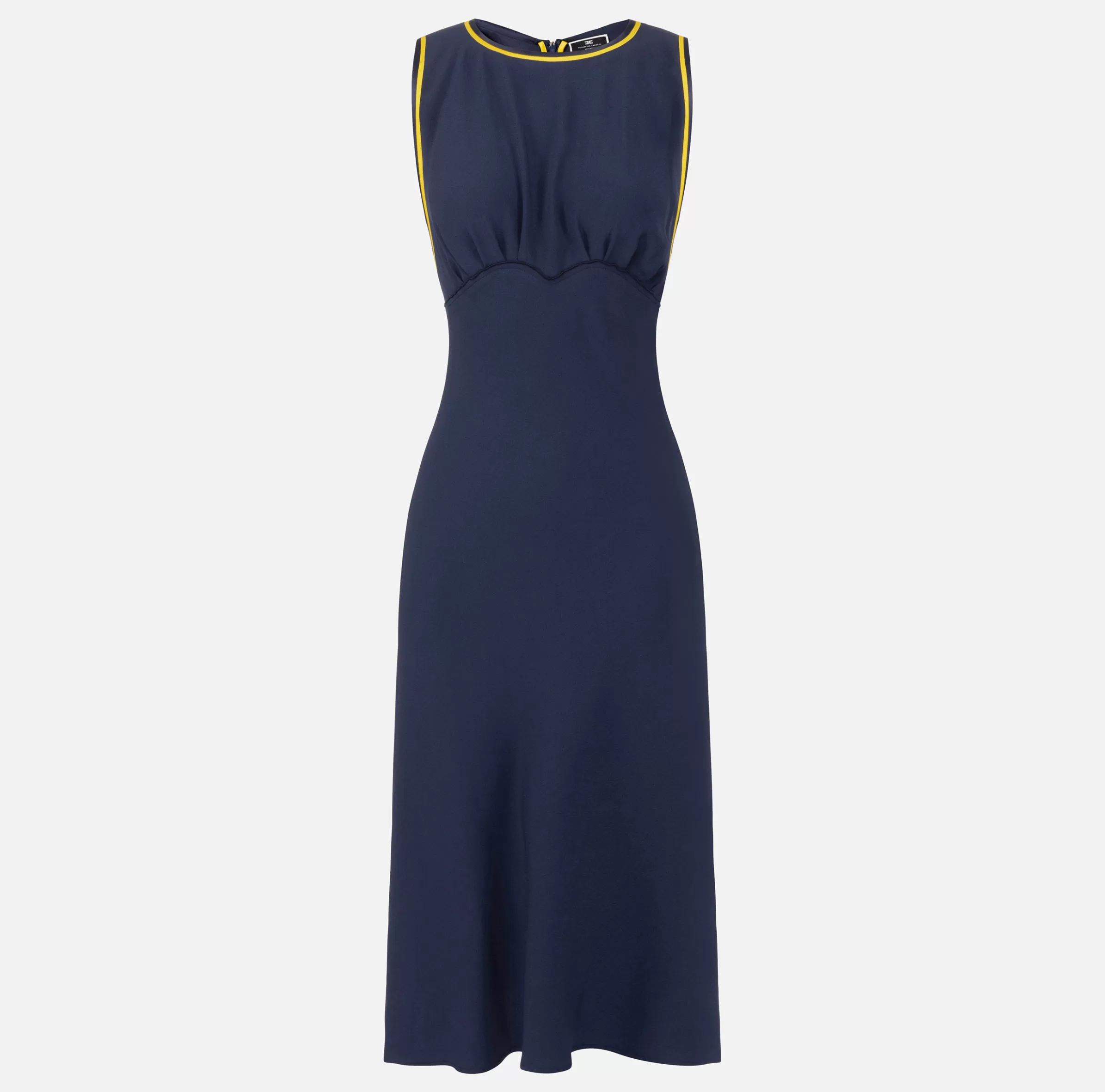 Elisabetta Franchi Abiti Midi | Abiti^Abito midi in satin con bande Navy/Mimosa/Burro