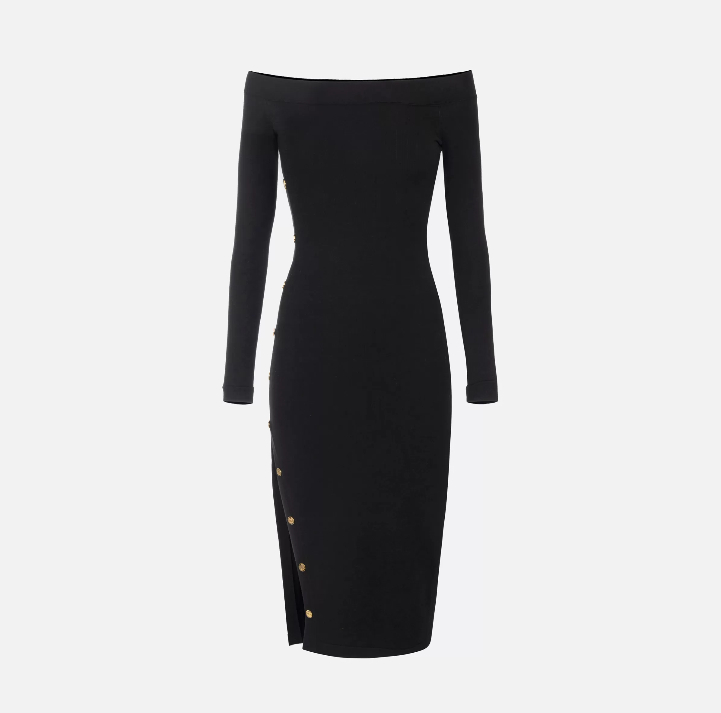 Elisabetta Franchi Abiti Midi | Abiti In Maglia^Abito midi in viscosa con bottoni sullo spacco Nero