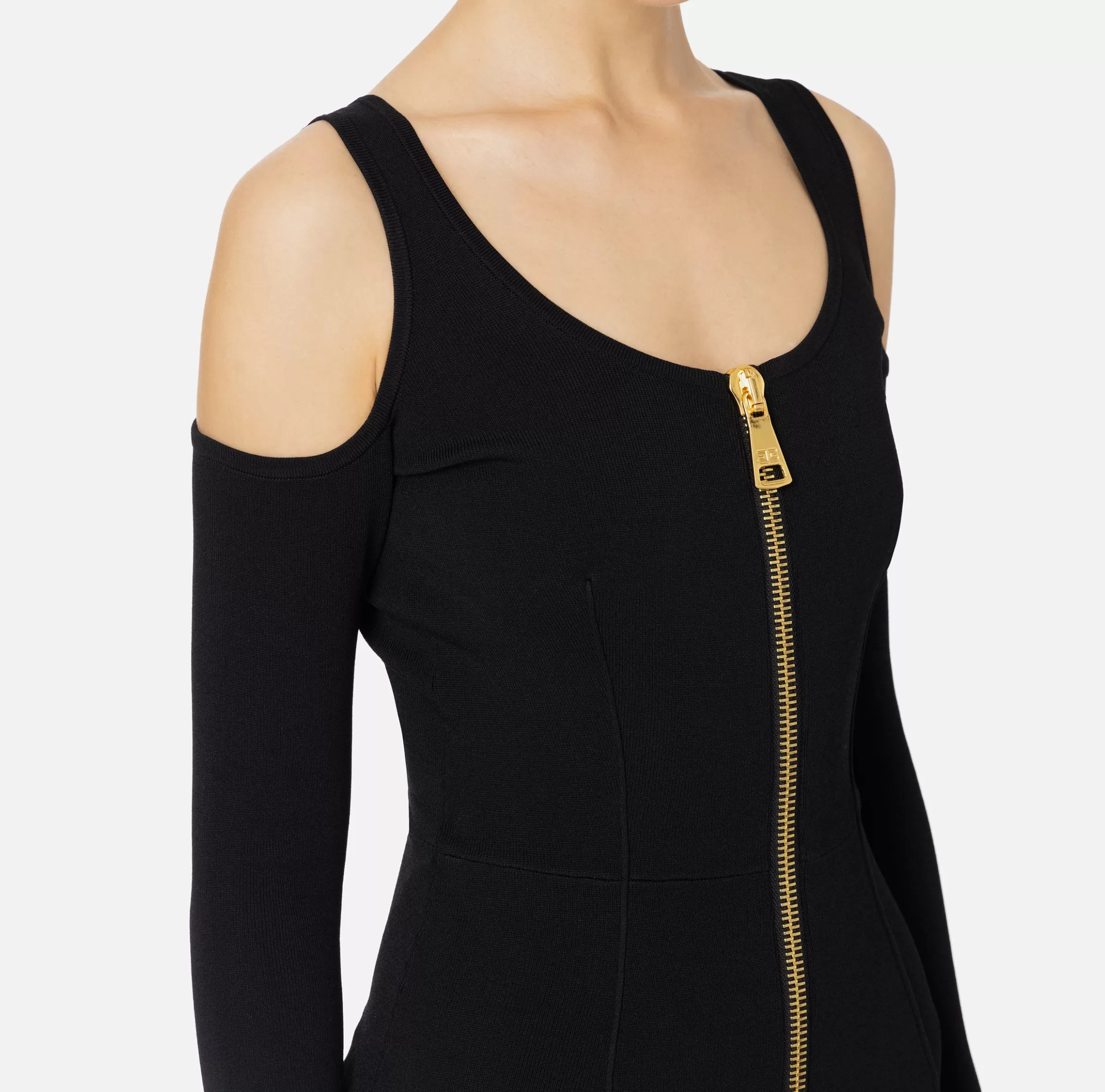 Elisabetta Franchi Abiti Midi | Abiti In Maglia^Abito midi in viscosa con zip Nero