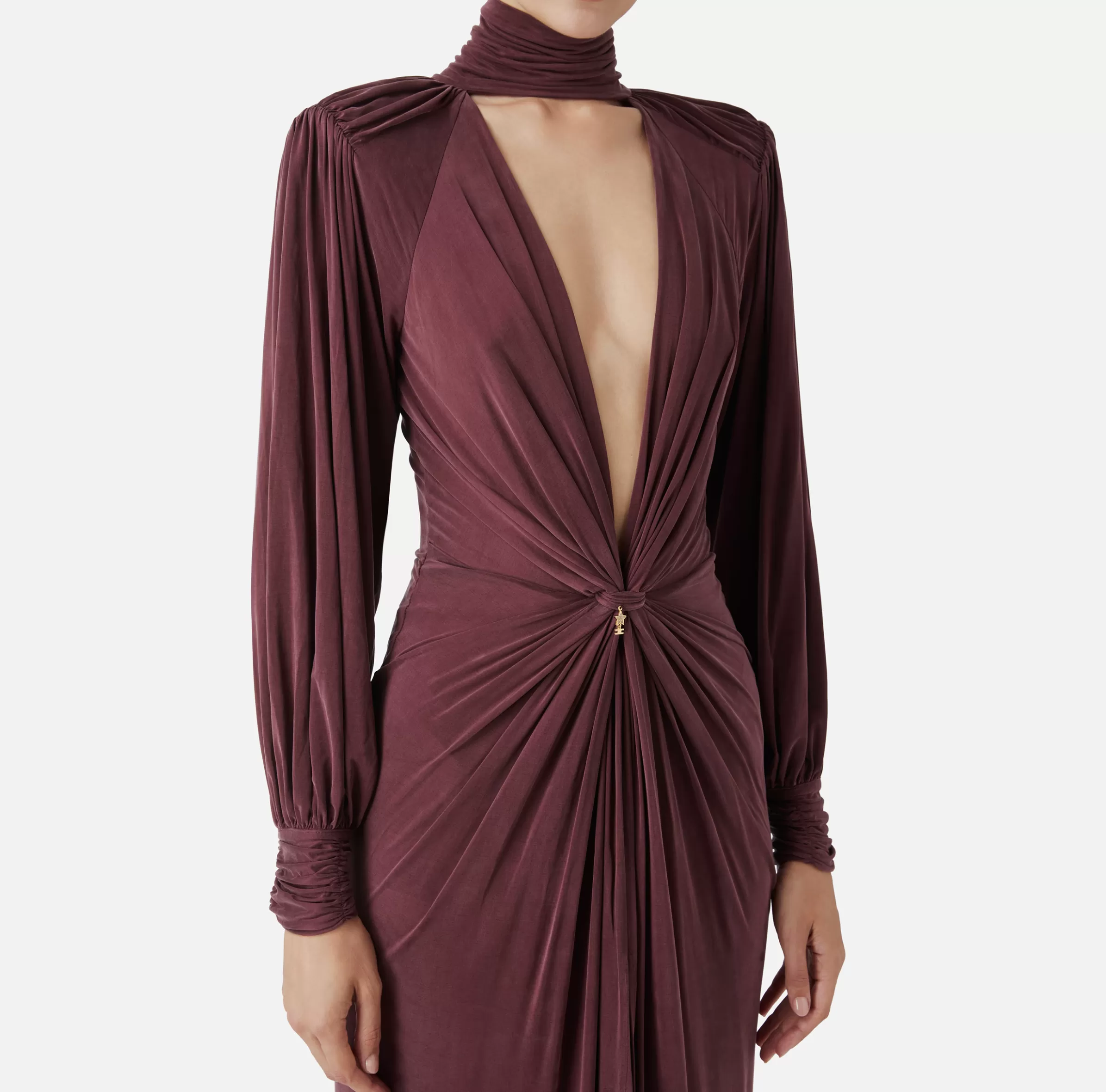 Elisabetta Franchi Abiti Red Carpet | Red Carpet^Abito red carpet in jersey cupro con nodo RougeNoir