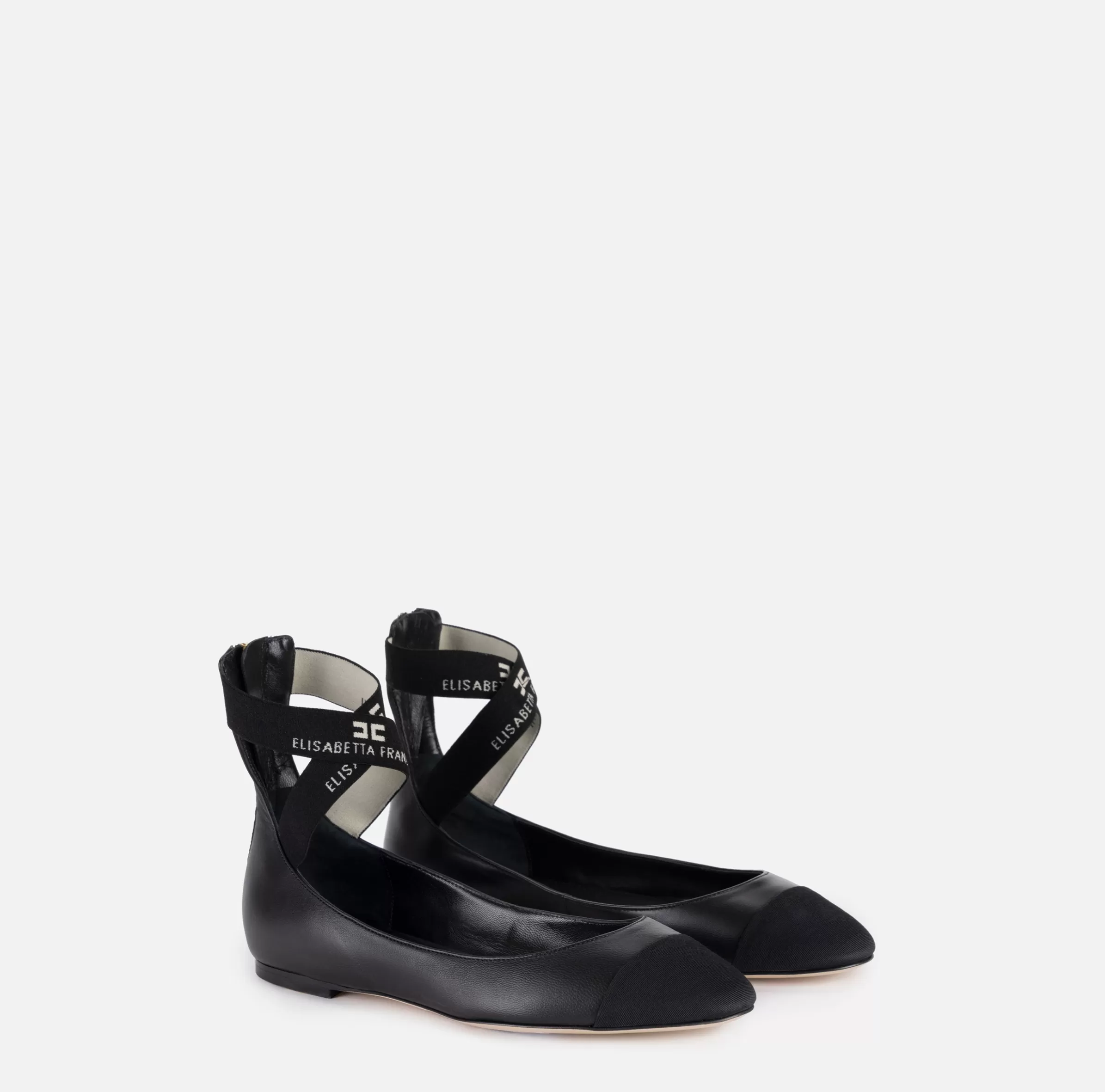 Elisabetta Franchi Sneakers E Scarpe Basse^Ballerina in nappa con elastici jacquard Nero/Nero