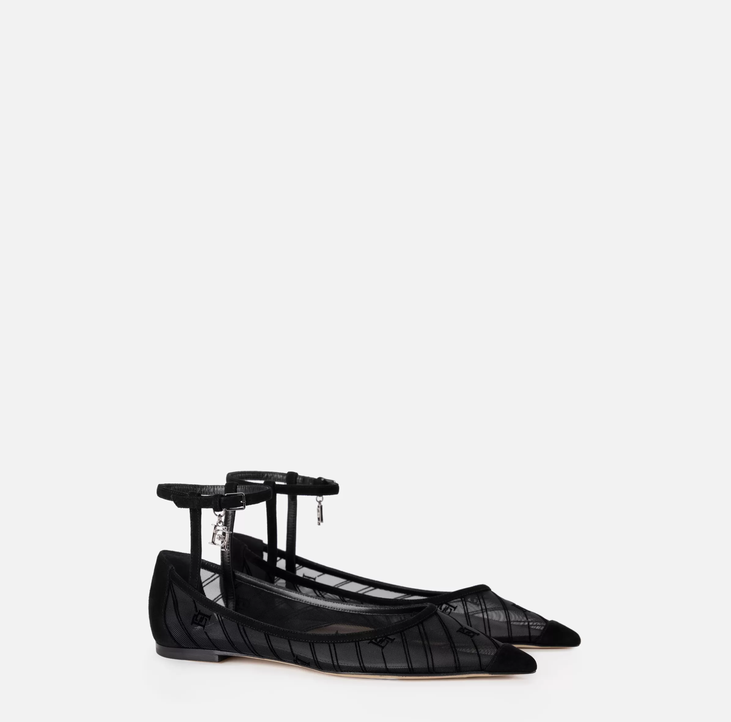 Elisabetta Franchi Sneakers E Scarpe Basse^Ballerina in rete flock Nero