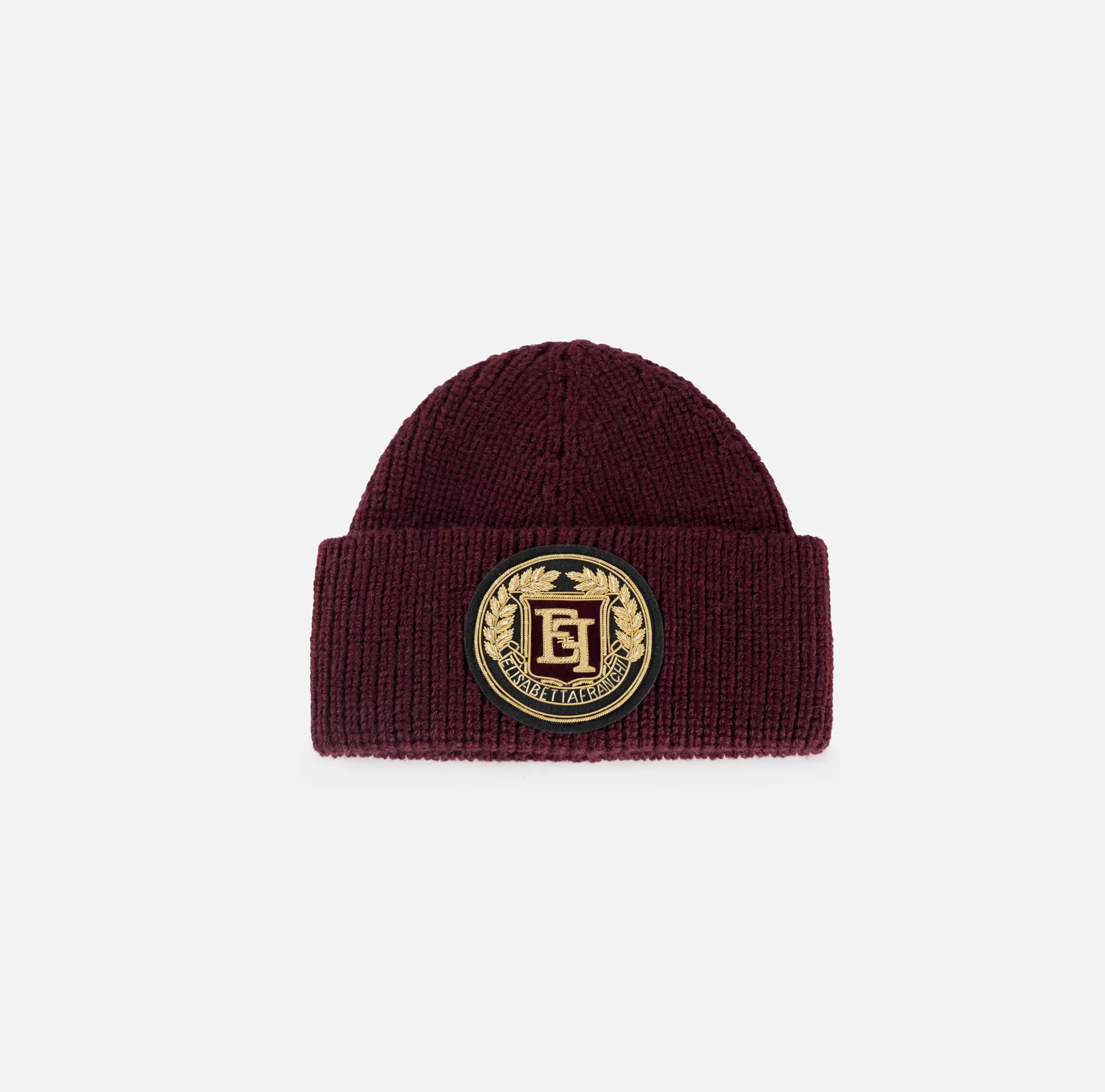 Elisabetta Franchi Cappelli E Guanti^Beanie in lana con patch logo RougeNoir