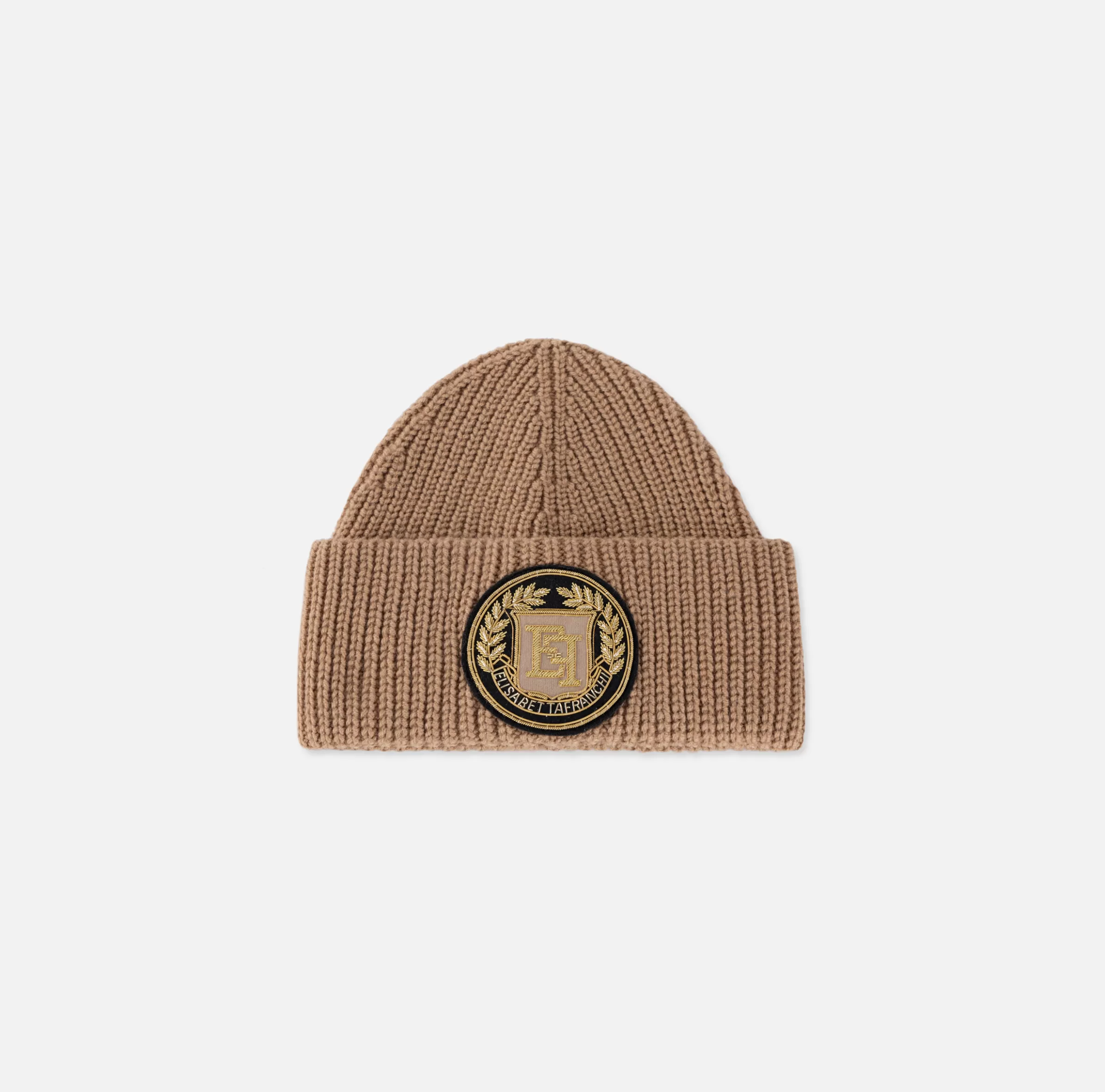 Elisabetta Franchi Cappelli E Guanti^Beanie in lana con patch logo Camel