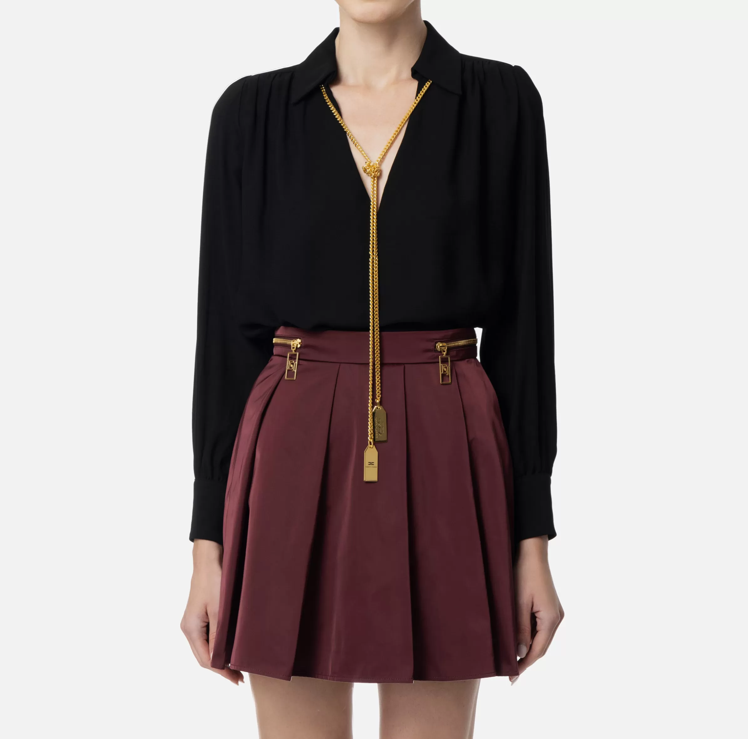 Elisabetta Franchi Camicie E Bluse^Blusa in georgette con charms collana Nero