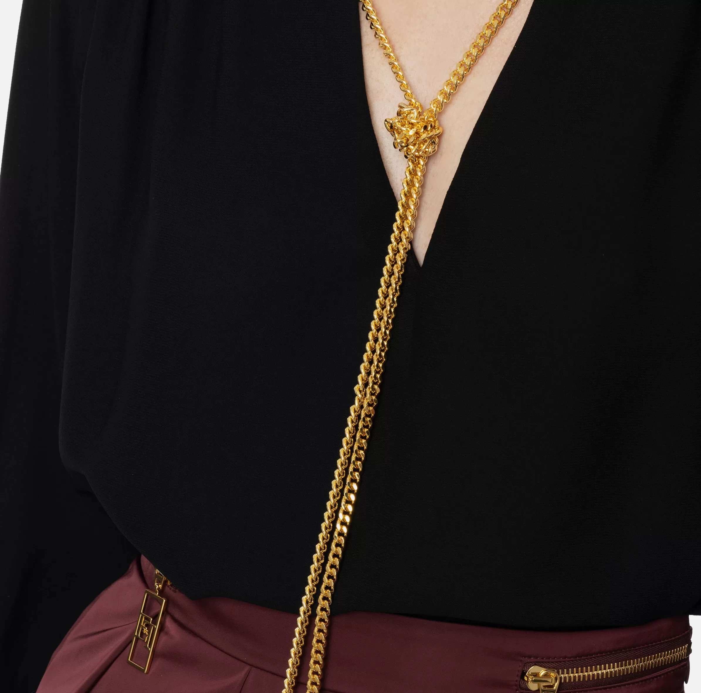 Elisabetta Franchi Camicie E Bluse^Blusa in georgette con charms collana Nero