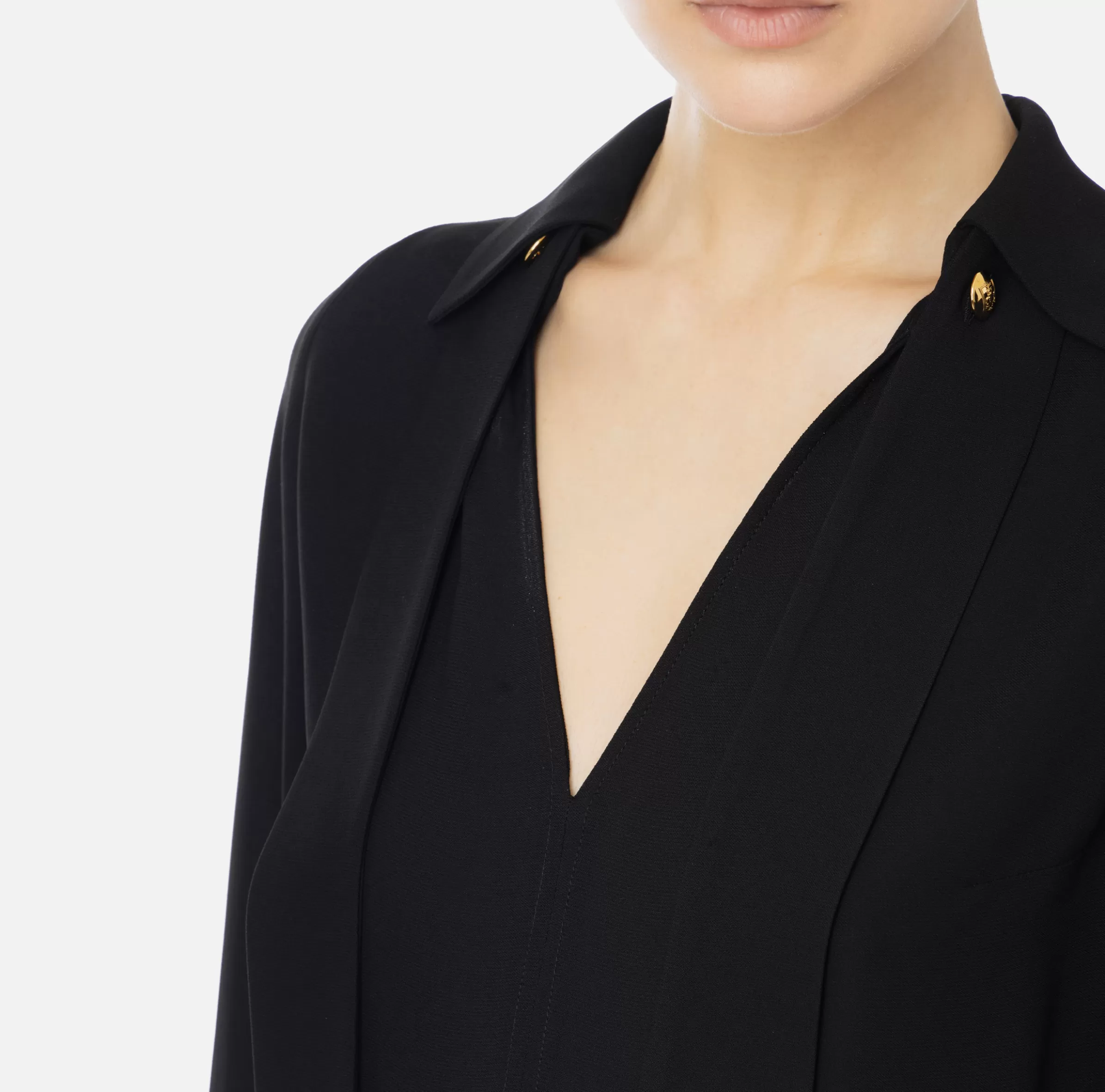 Elisabetta Franchi Camicie E Bluse^Blusa in georgette con foulard Nero