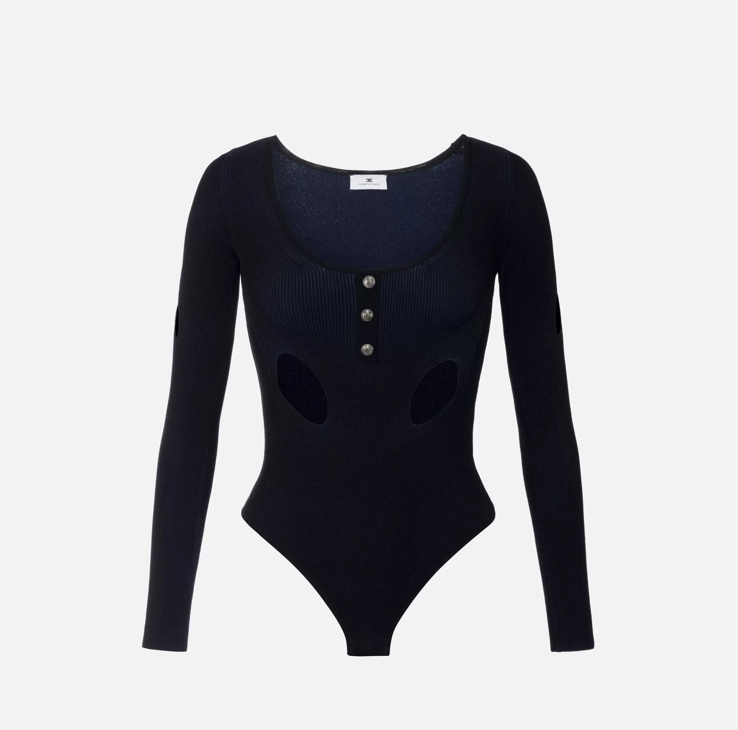 Elisabetta Franchi Top, T-Shirt & Body^Body in misto viscosa con cut-out Nero/Navy