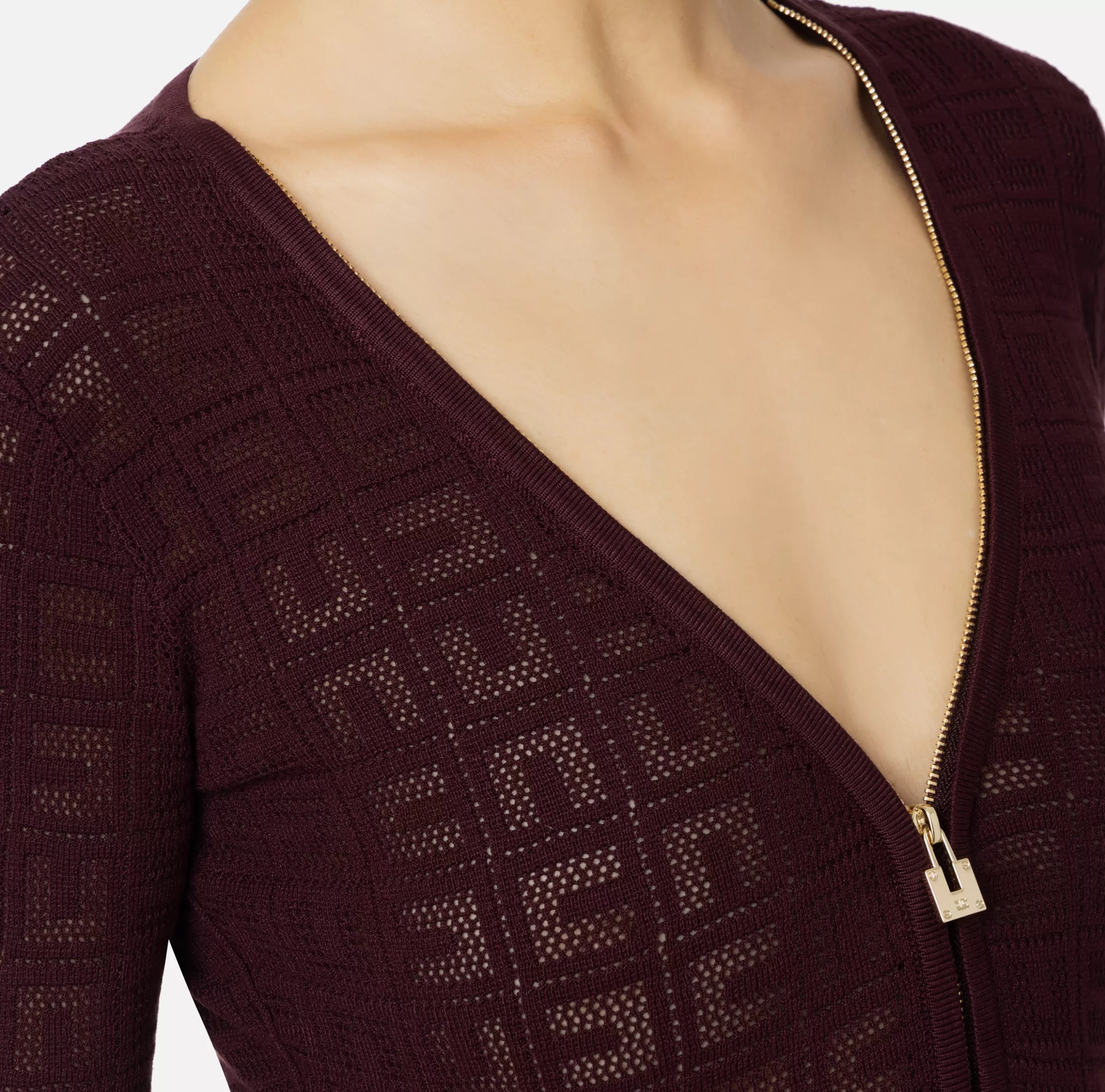 Elisabetta Franchi Top, T-Shirt & Body^Body in viscosa logo punto rete RougeNoir