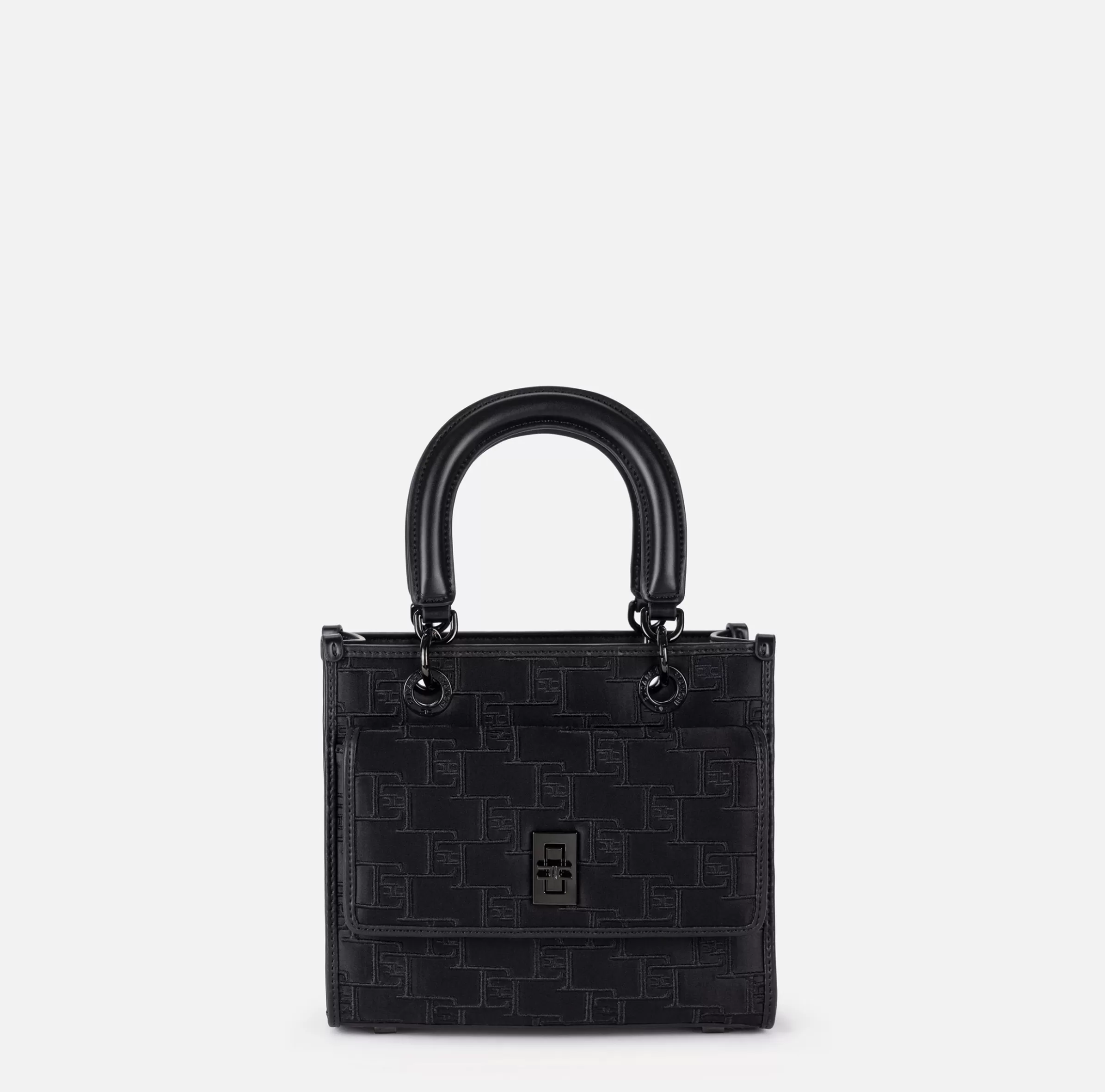 Elisabetta Franchi Borse A Mano^Borsa a mano piccola con logo embossed Nero