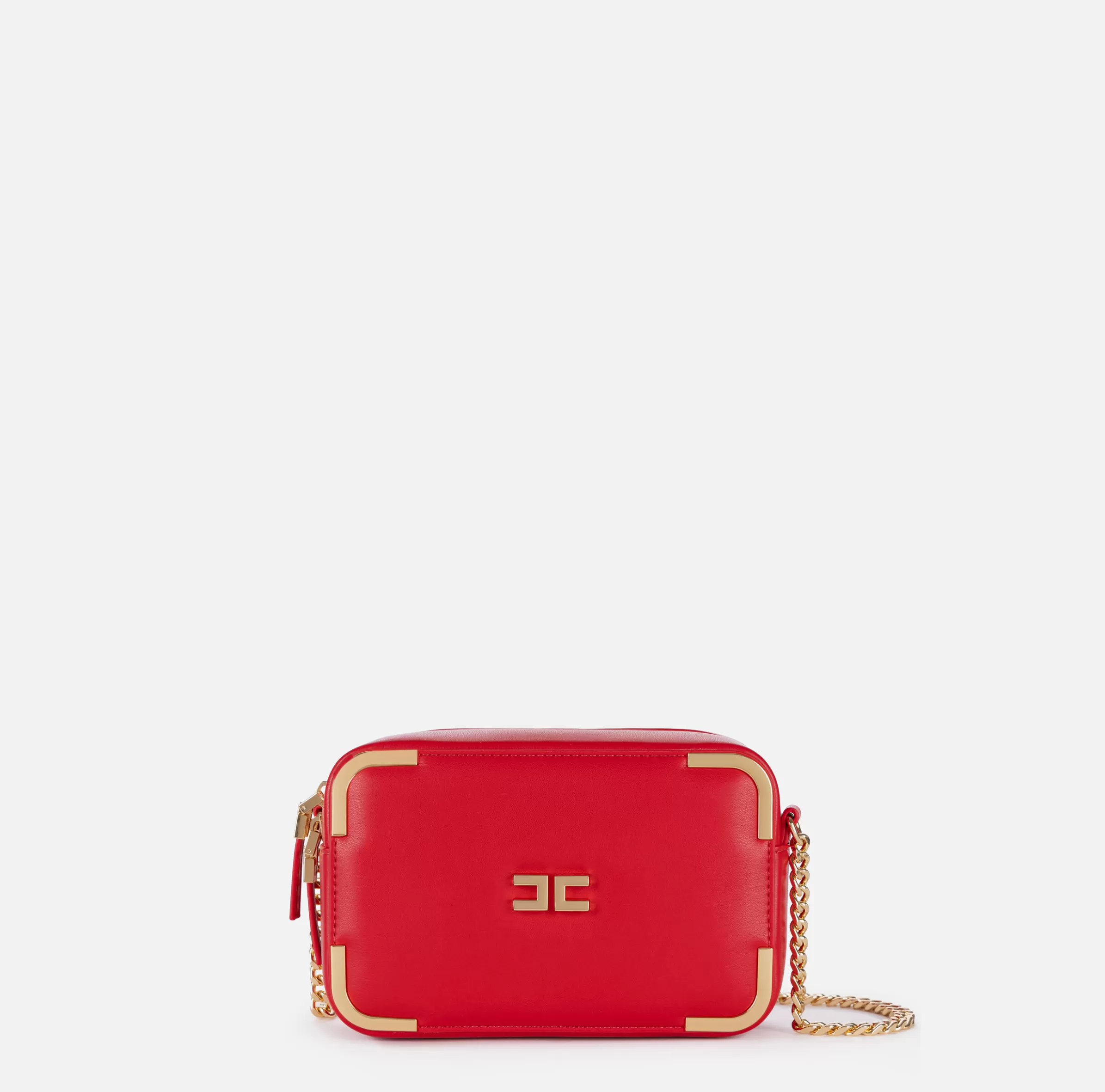 Elisabetta Franchi Borse A Tracolla^Borsa a tracolla in materiale effetto pelle con angoli in metallo RedPassion