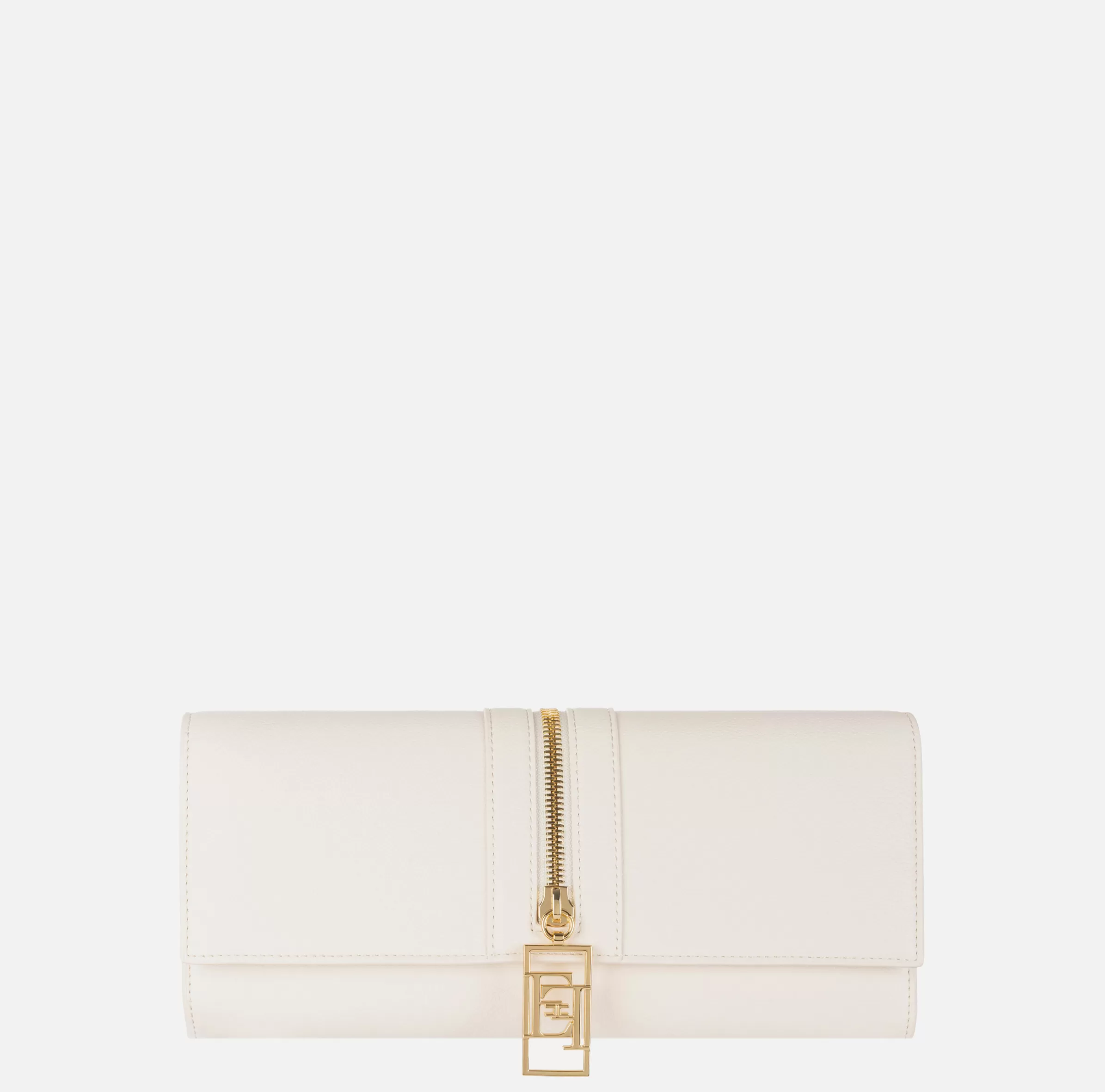 Elisabetta Franchi Clutch^Borsa baguette in materiale effetto pelle con zip Burro