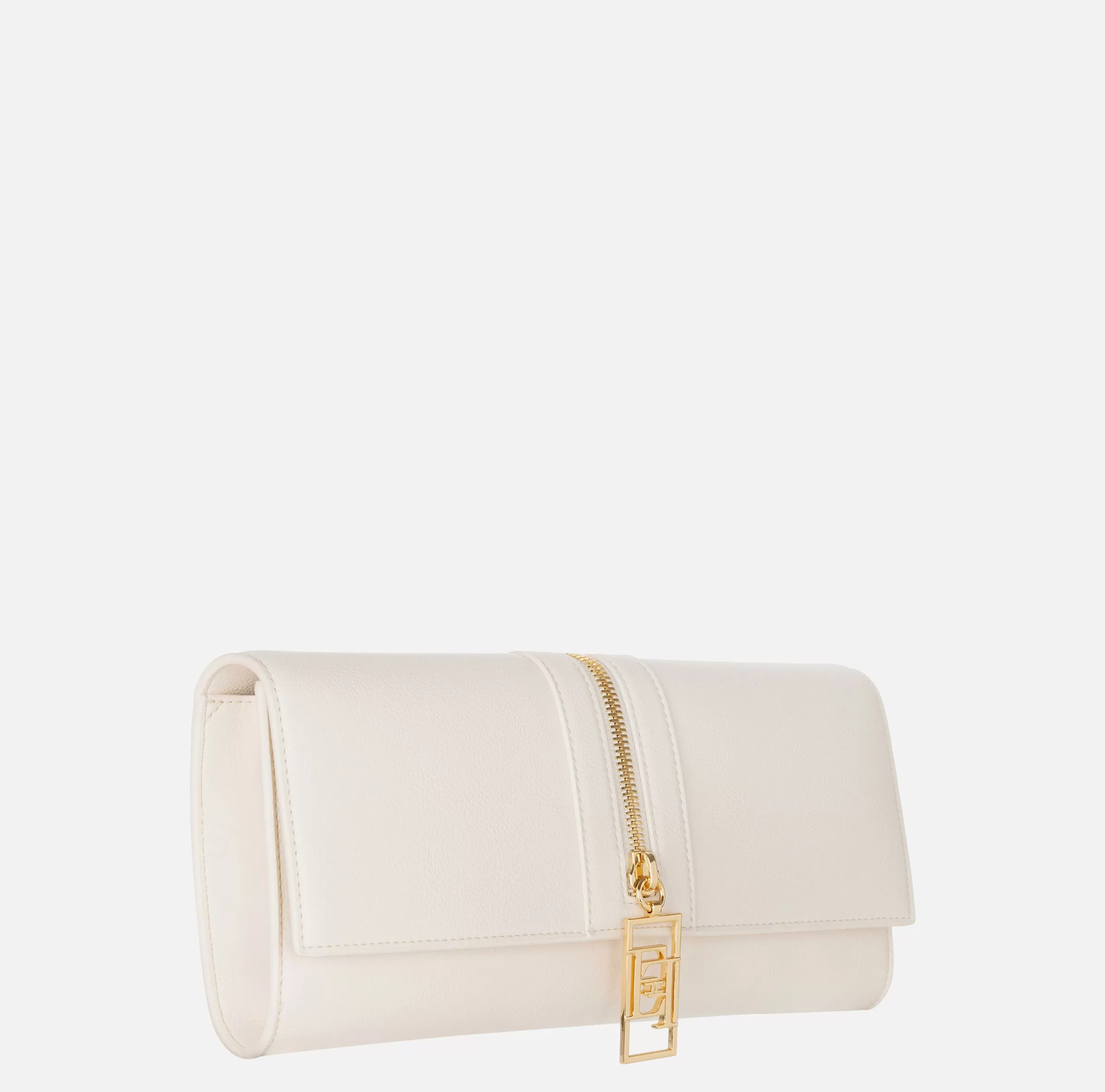 Elisabetta Franchi Clutch^Borsa baguette in materiale effetto pelle con zip Burro