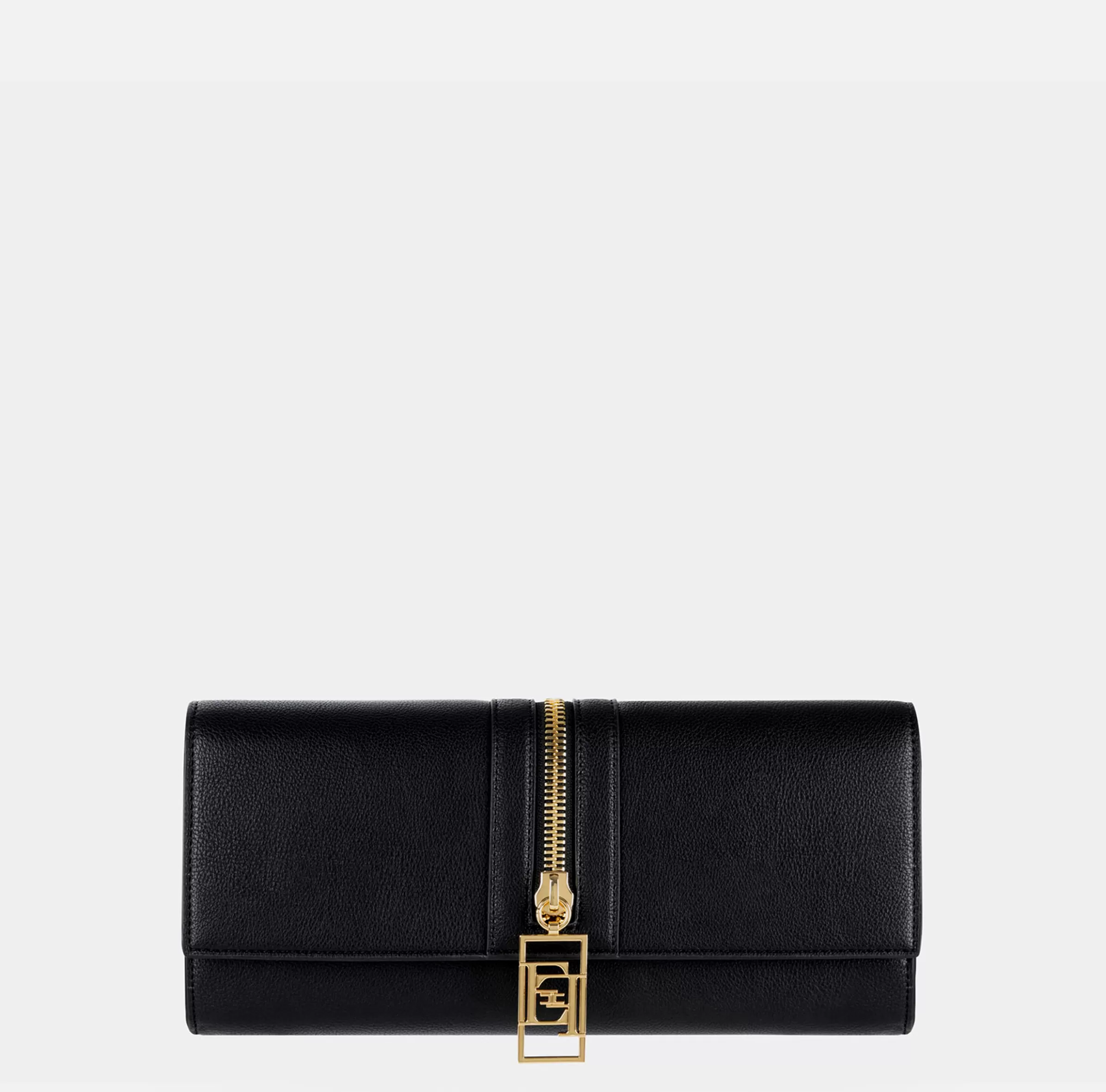 Elisabetta Franchi Clutch^Borsa baguette in materiale effetto pelle con zip Nero