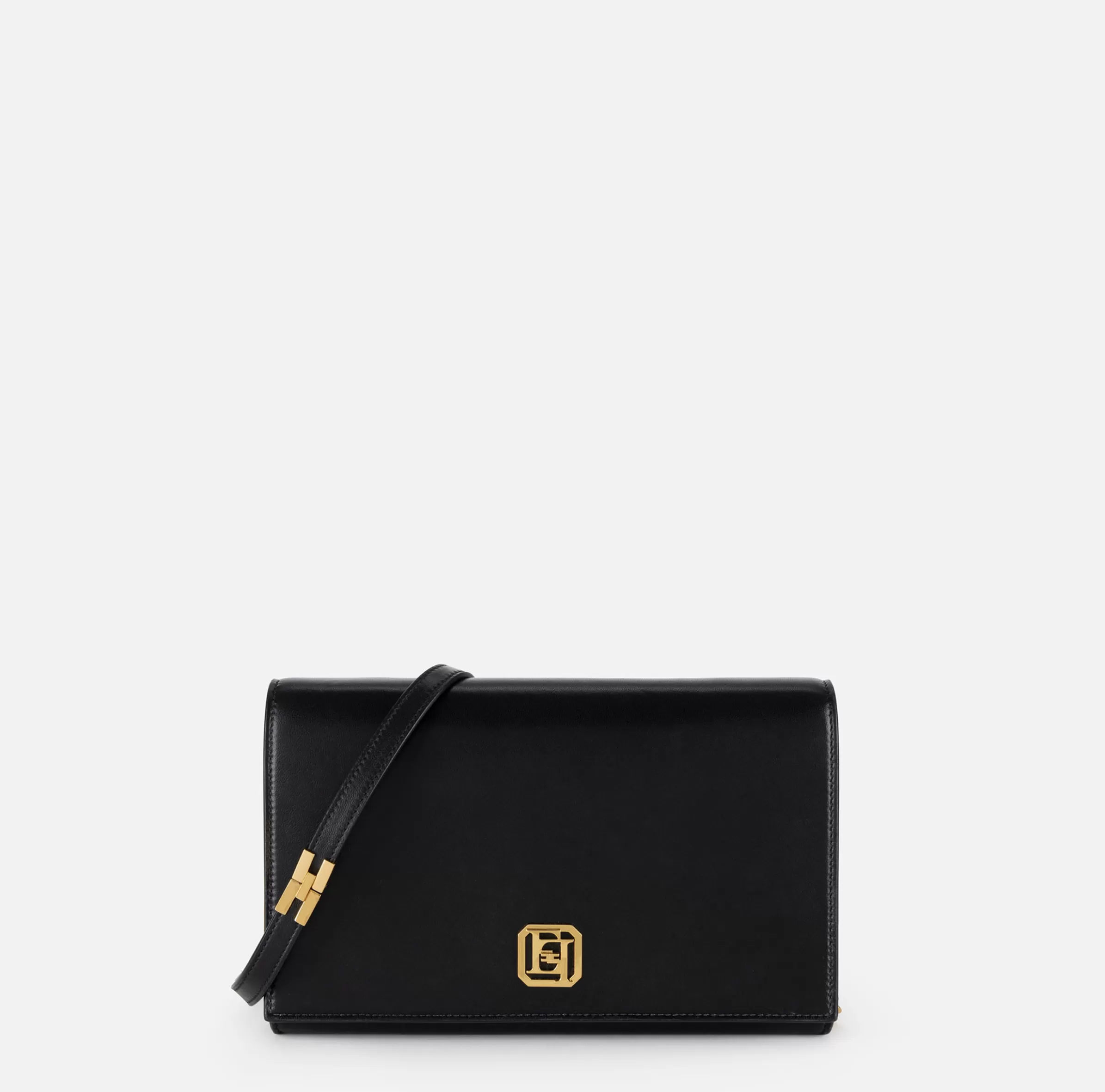 Elisabetta Franchi Borse A Tracolla^Borsa baguette in nappa con placca logo Nero