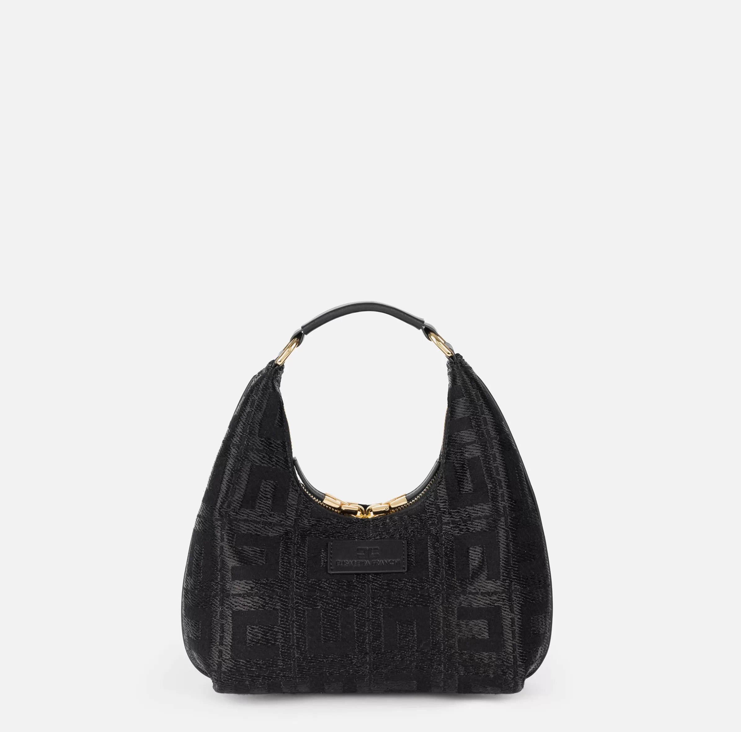 Elisabetta Franchi Borse A Mano^Borsa hobo in tessuto jacquard Nero