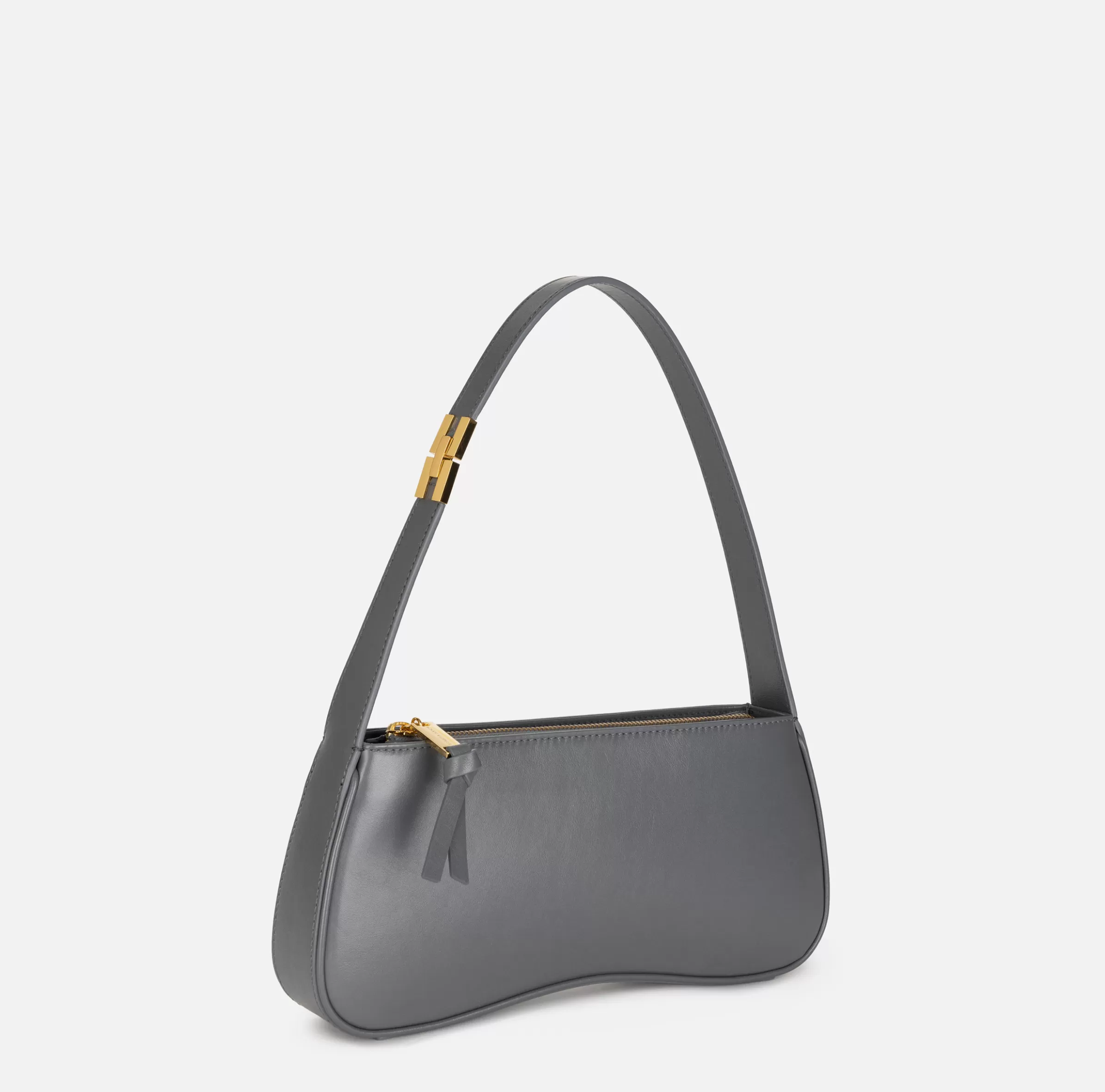 Elisabetta Franchi Borse A Spalla^Borsa hobo media in nappa lucida Steel
