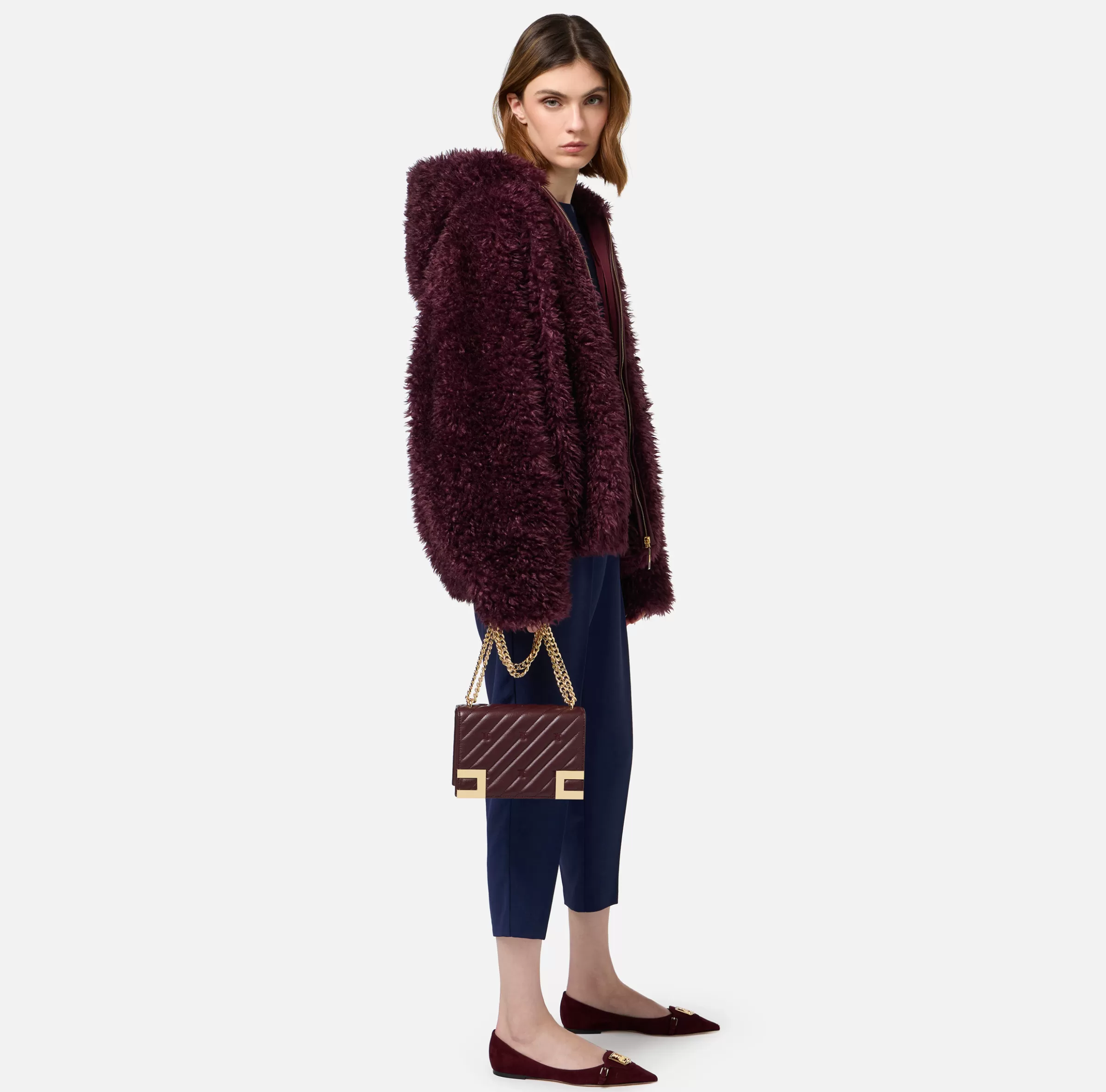 Elisabetta Franchi Borse A Tracolla^Borsa media matelassé con tracolla RougeNoir