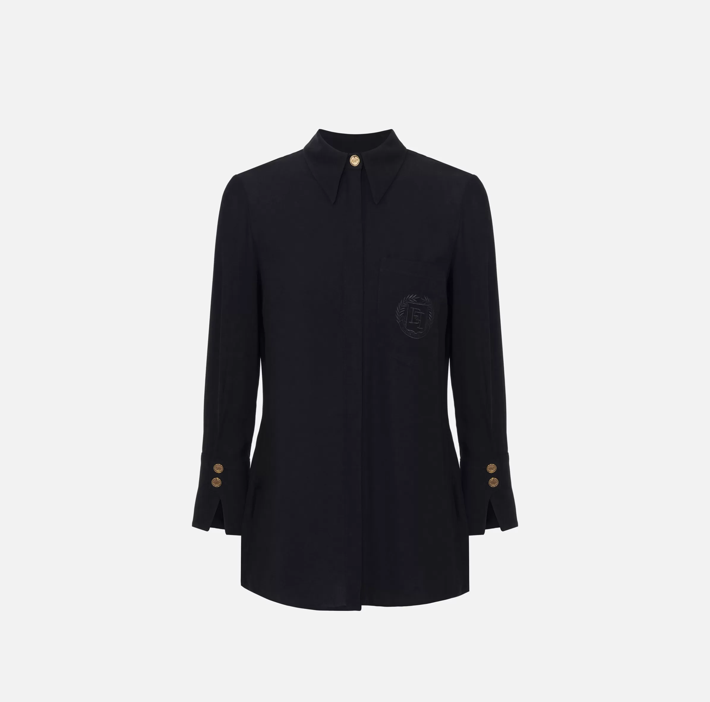 Elisabetta Franchi Camicie E Bluse^Camicia in georgette con patch logo Nero