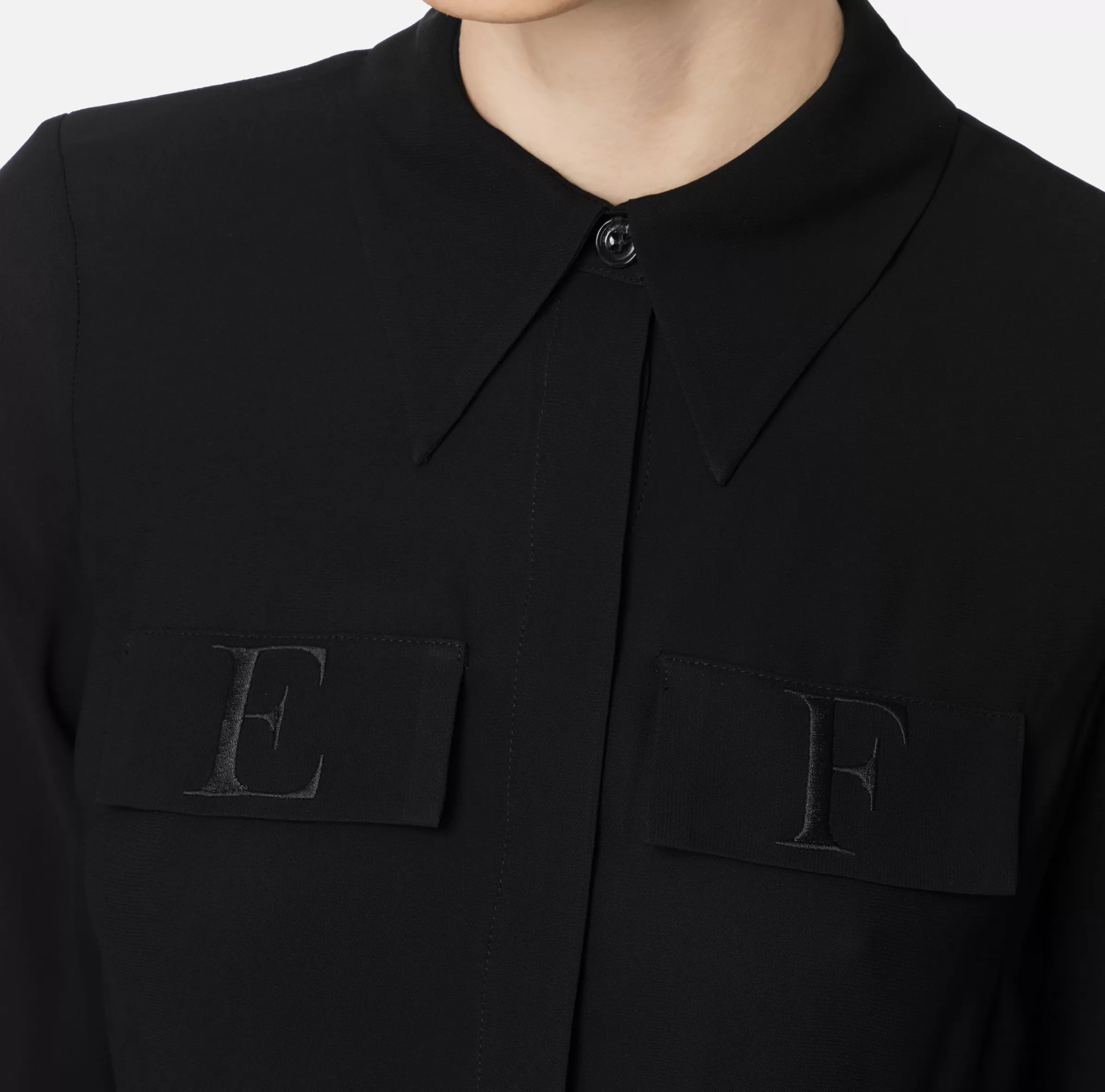 Elisabetta Franchi Camicie E Bluse^Camicia in georgette con patte ricamate Nero