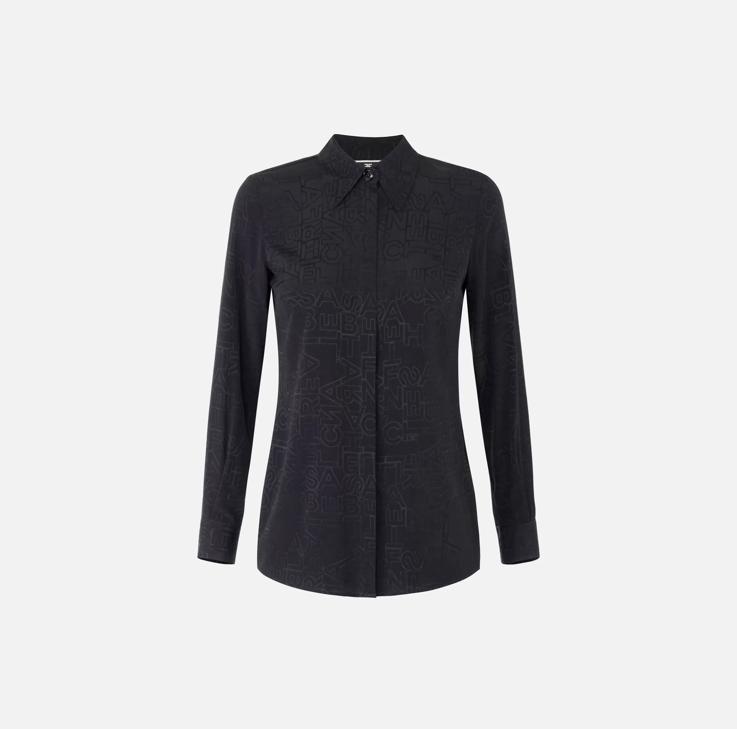 Elisabetta Franchi Camicie E Bluse^Camicia in georgette jacquard lettering Nero