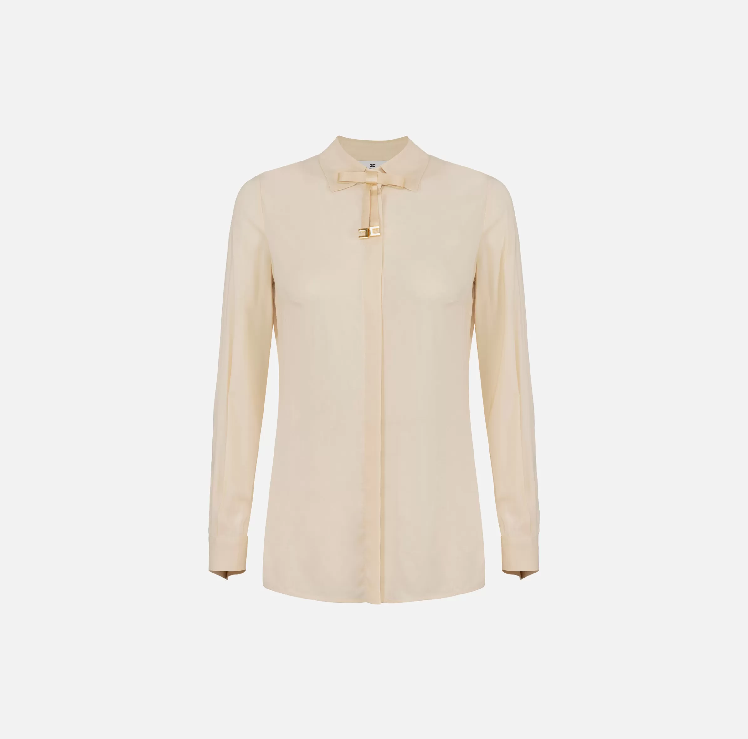 Elisabetta Franchi Camicie E Bluse^Camicia in georgette stretch con fiocco Crema