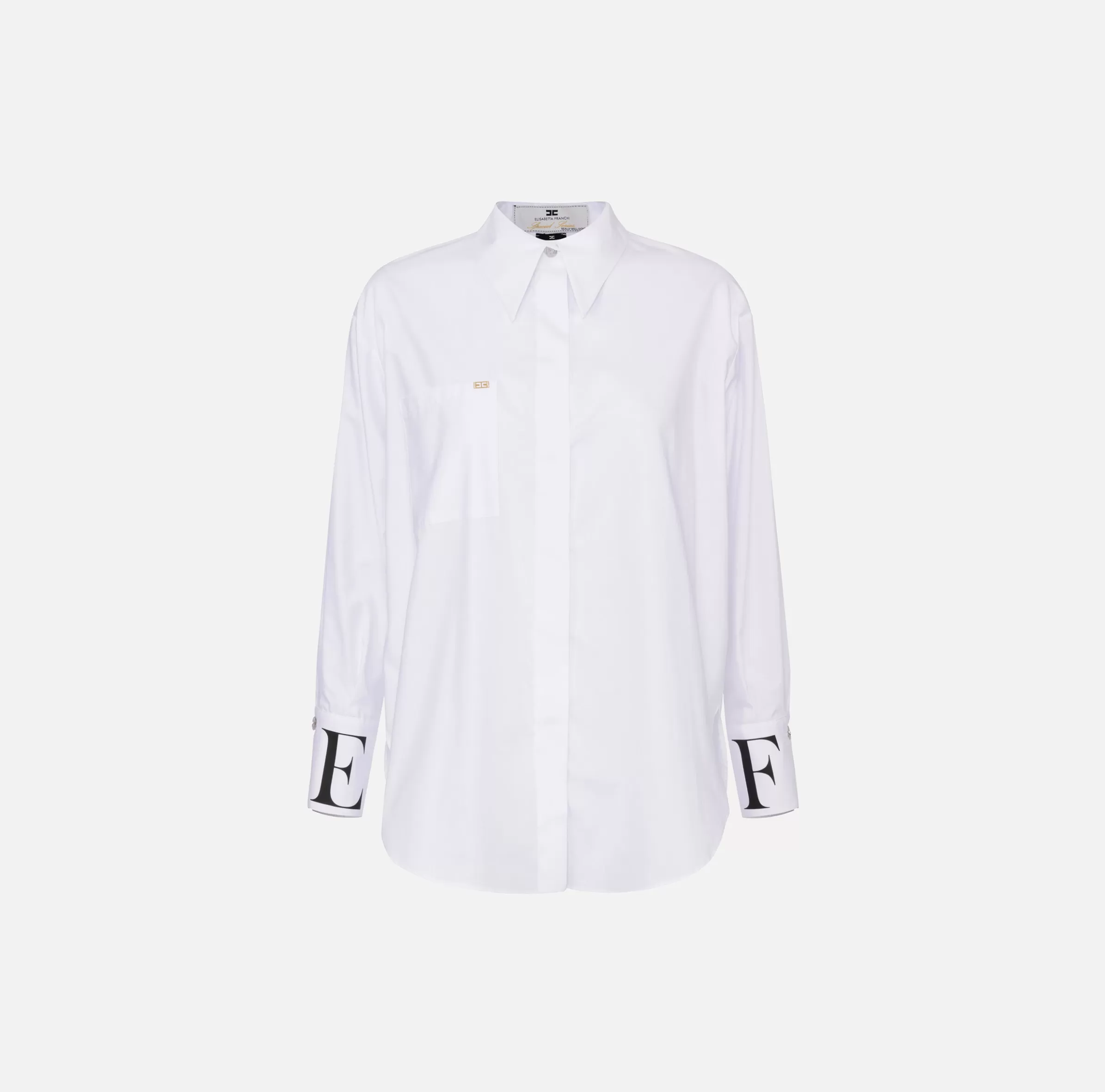Elisabetta Franchi Camicie E Bluse^Camicia in popeline con logo sui polsi Bianco