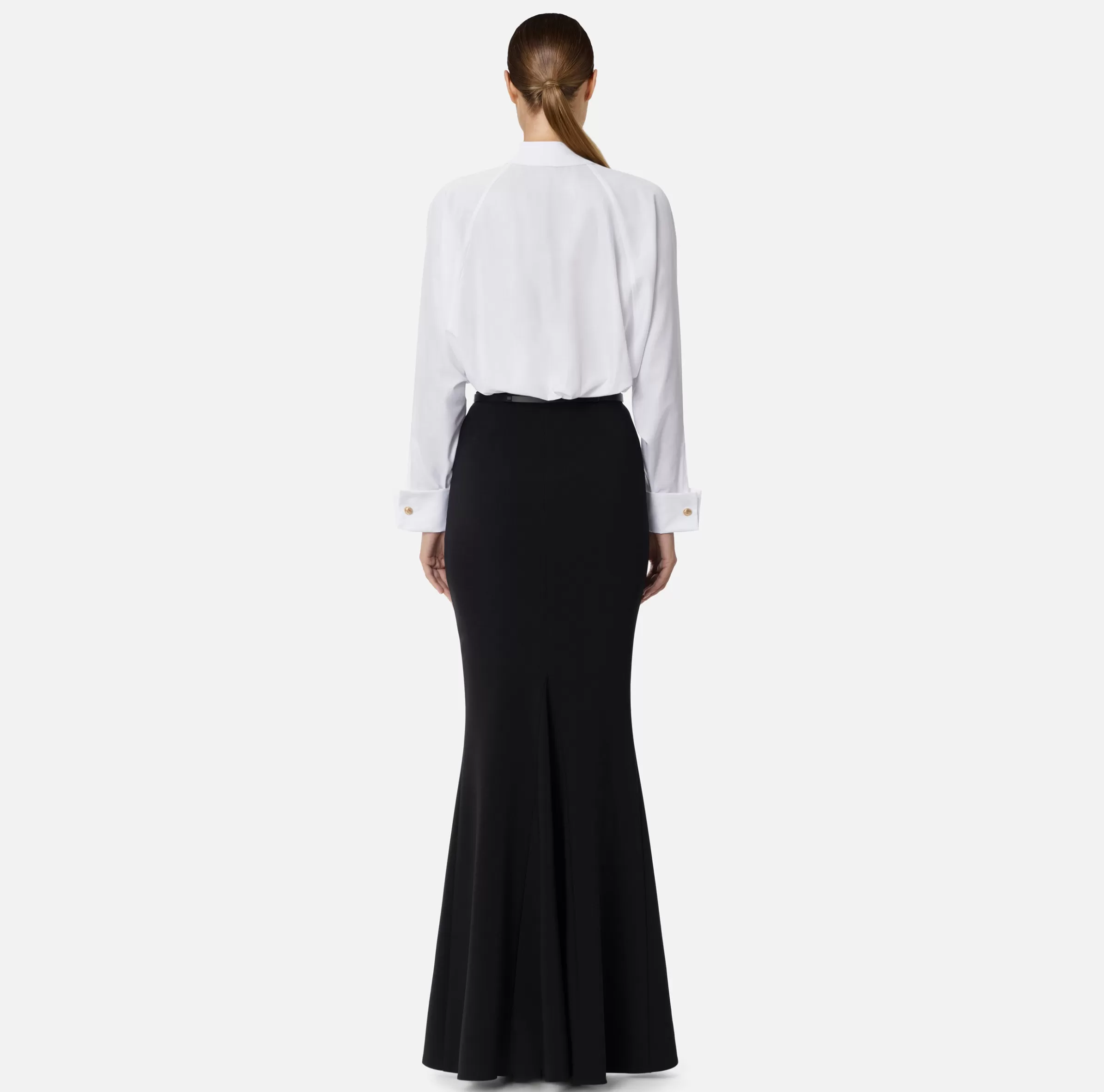Elisabetta Franchi Camicie E Bluse^Camicia in popeline di cotone con arricciatura e stemma logo Bianco