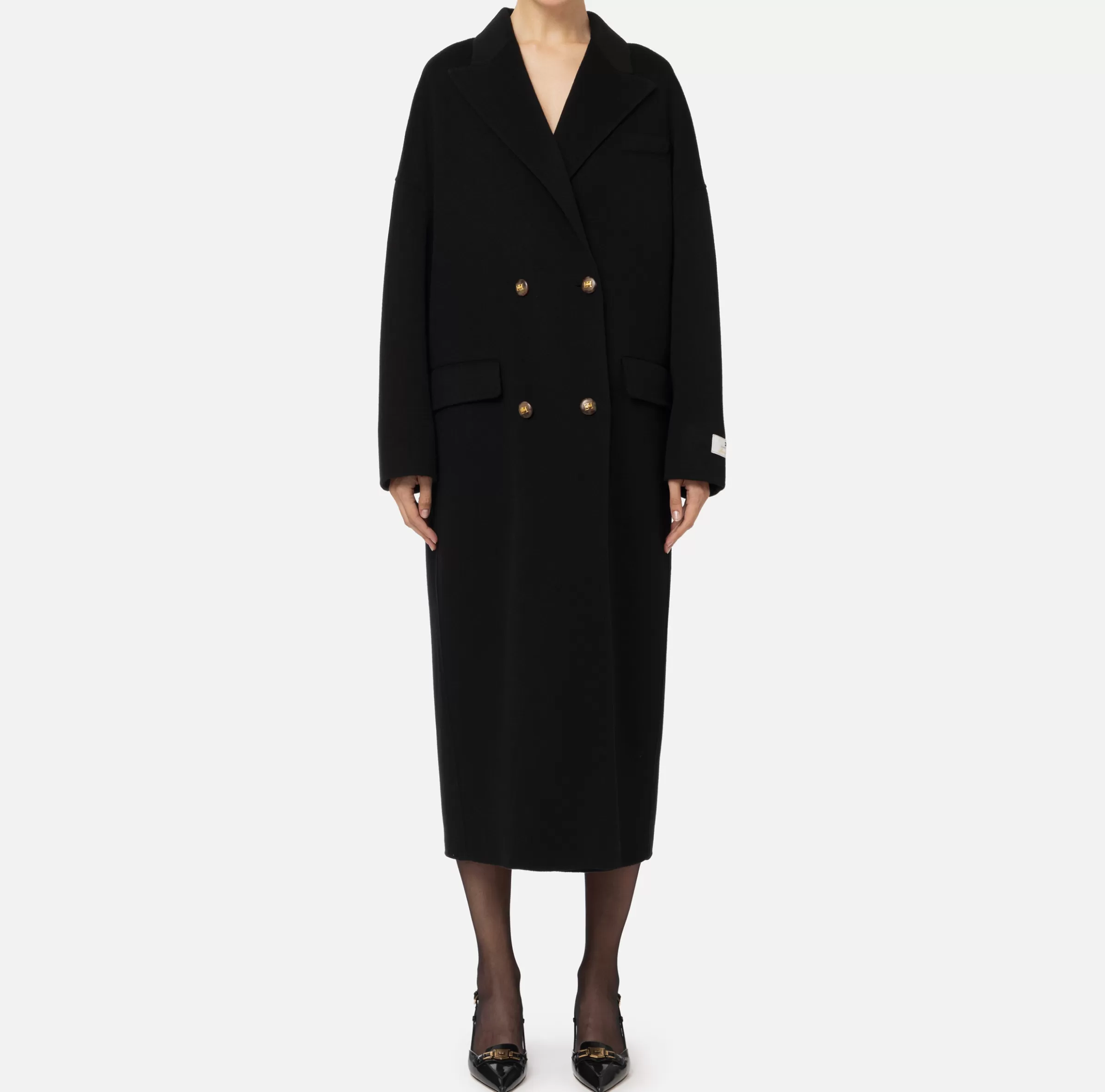 Elisabetta Franchi Capispalla^Cappotto over in lana Nero