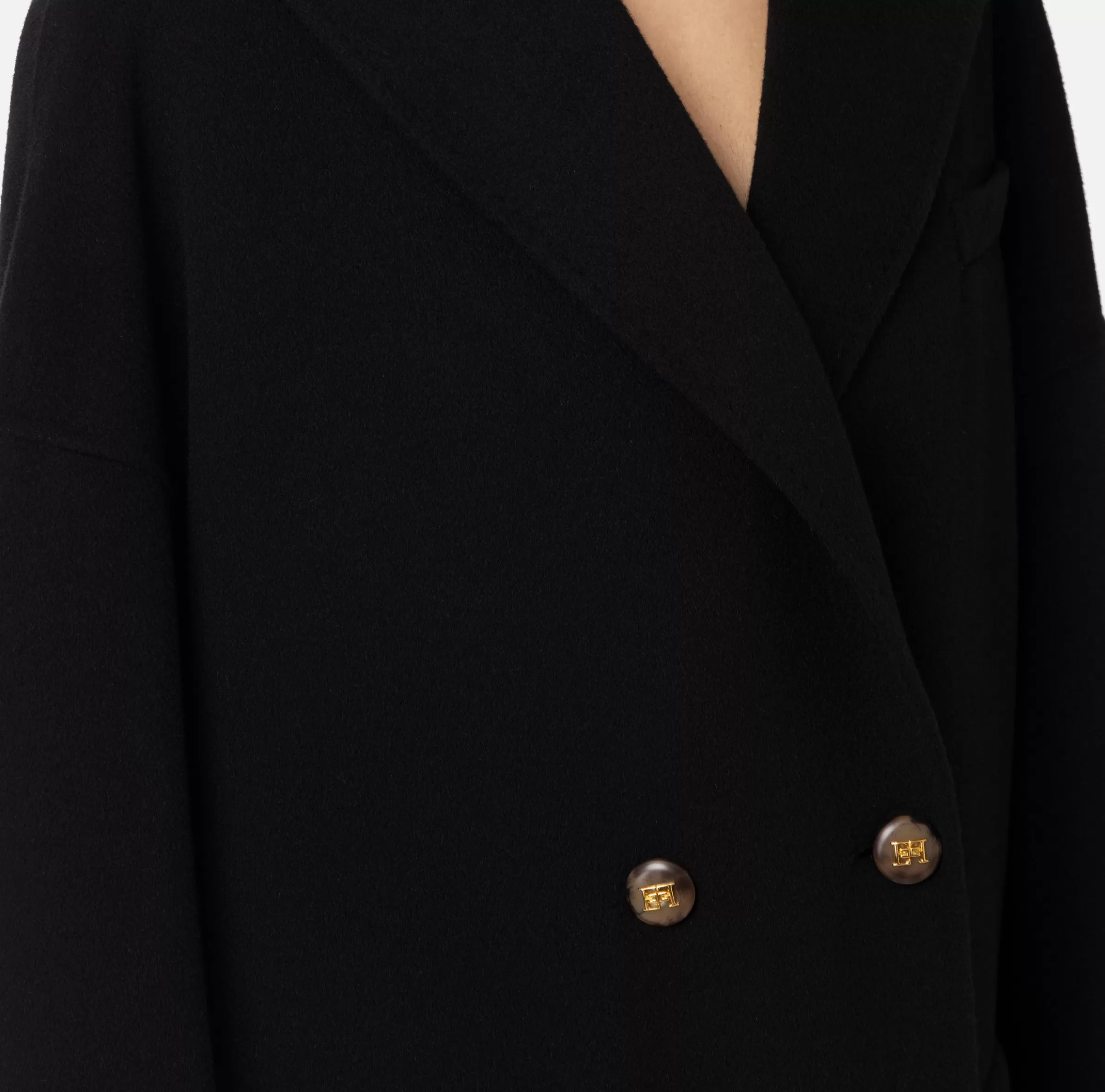 Elisabetta Franchi Capispalla^Cappotto over in lana Nero