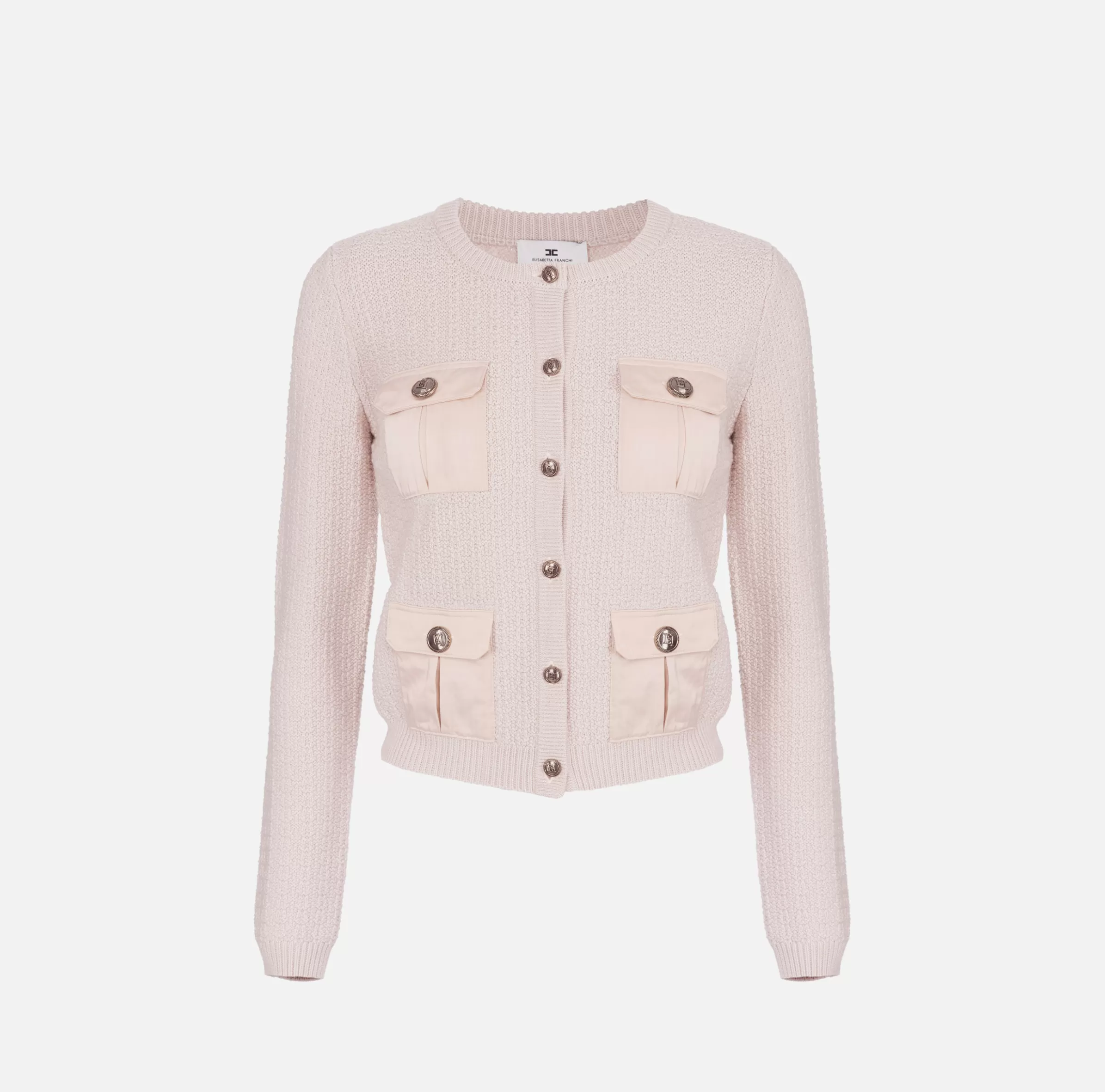 Elisabetta Franchi Maglieria E Felpe^Cardigan in lana bouclé con tasche in vela tecnica Lattice
