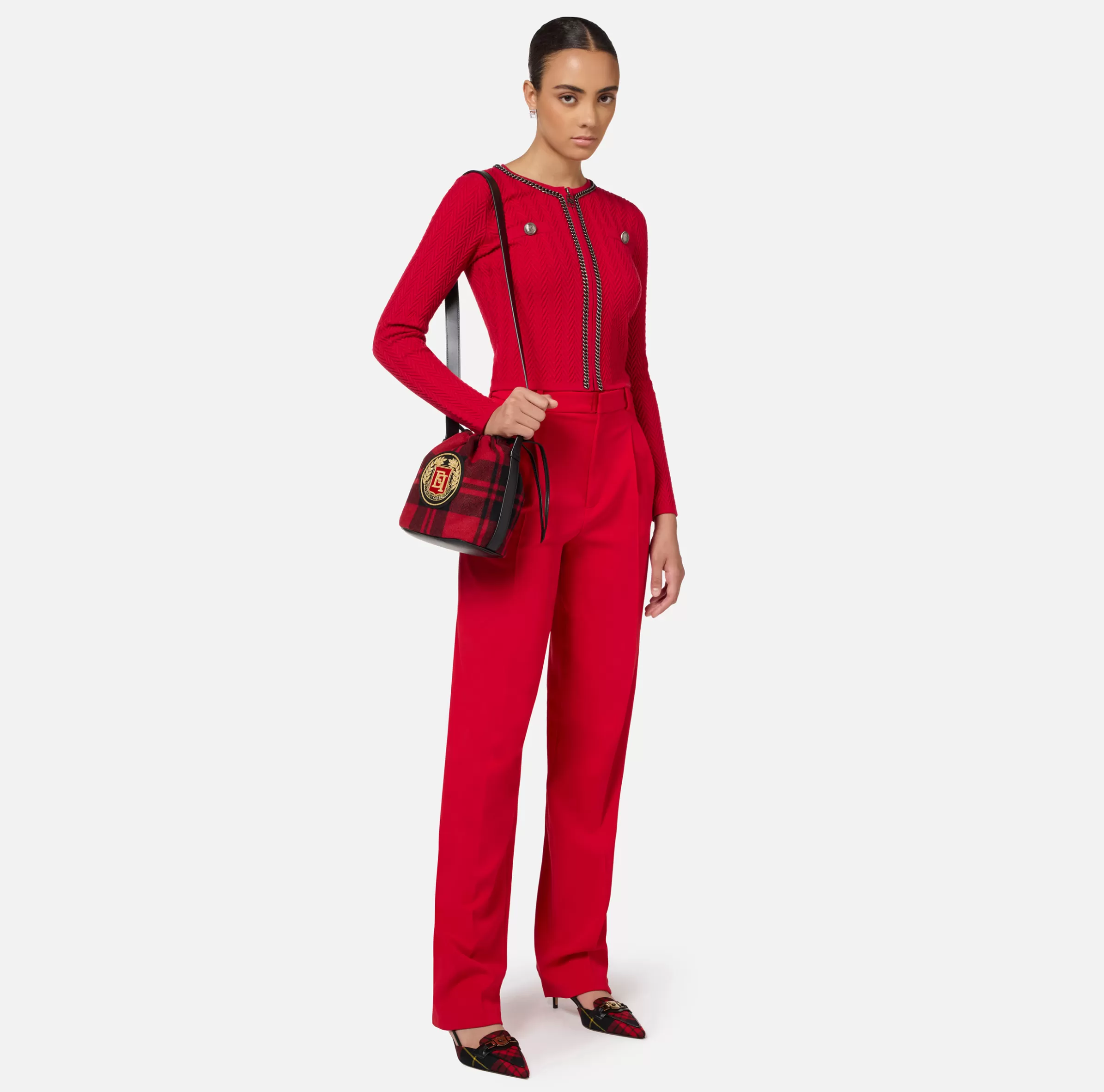 Elisabetta Franchi Maglieria E Felpe^Cardigan in misto viscosa con punto resca RedPassion