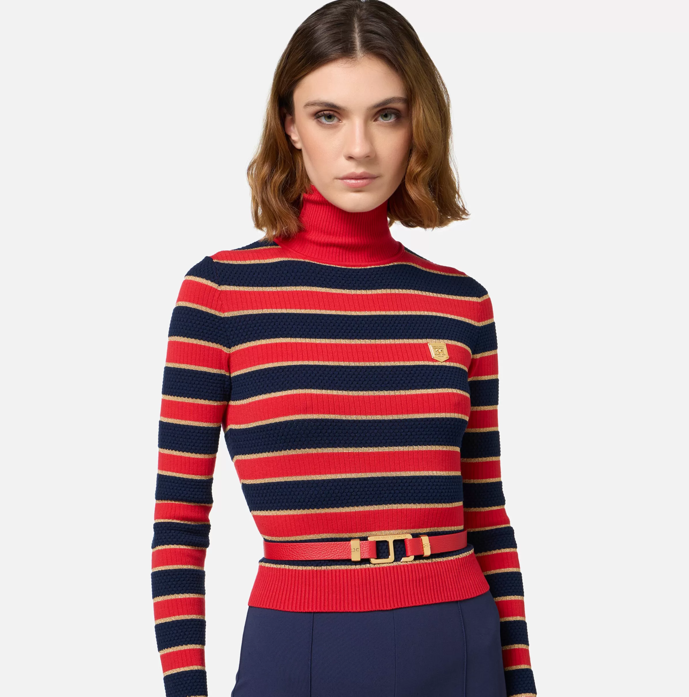 Elisabetta Franchi Cinture^Cintura in materiale sintetico effetto pelle con gancio RedPassion
