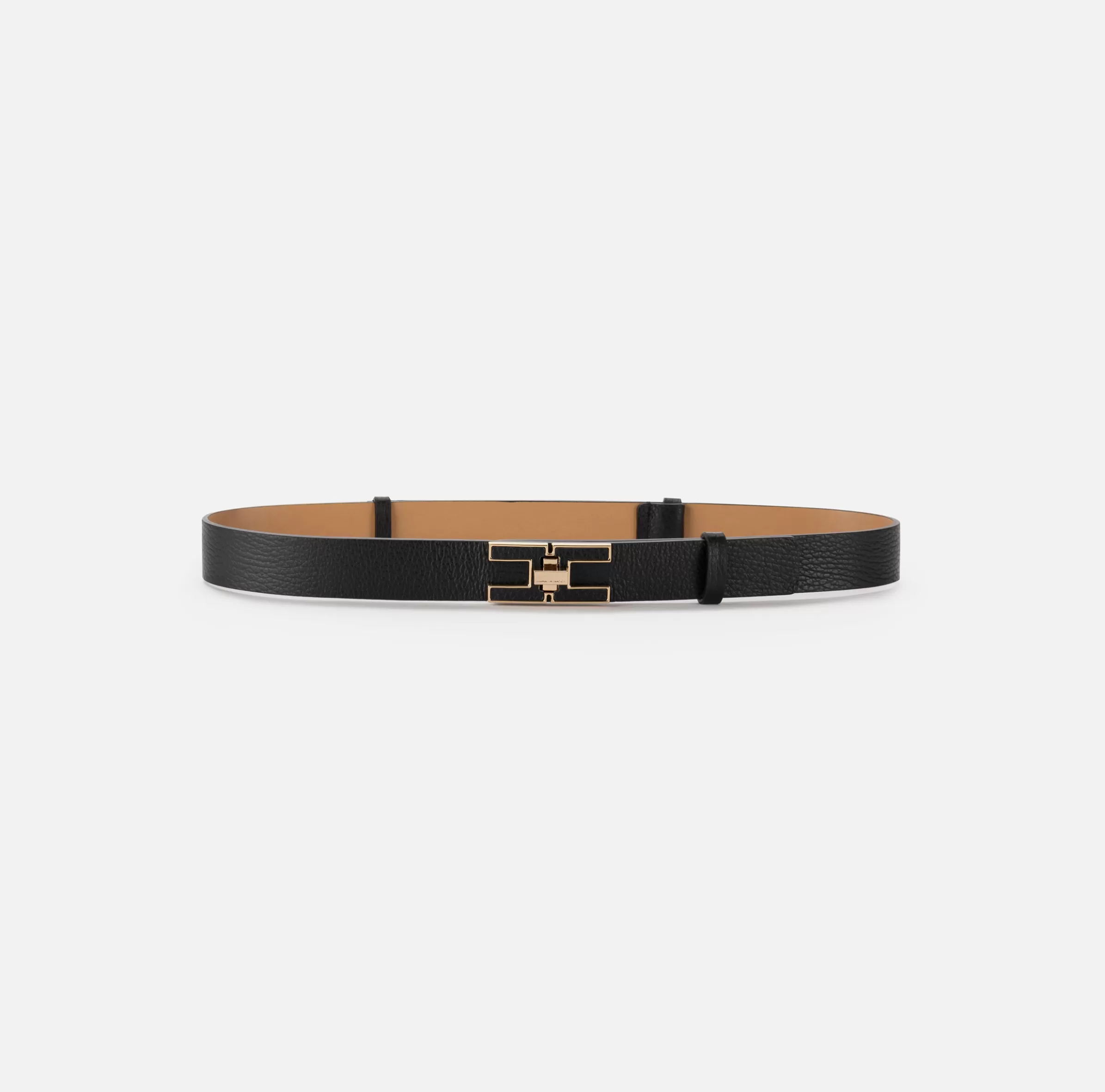 Elisabetta Franchi Cinture^Cintura in pelle con girello logo Nero