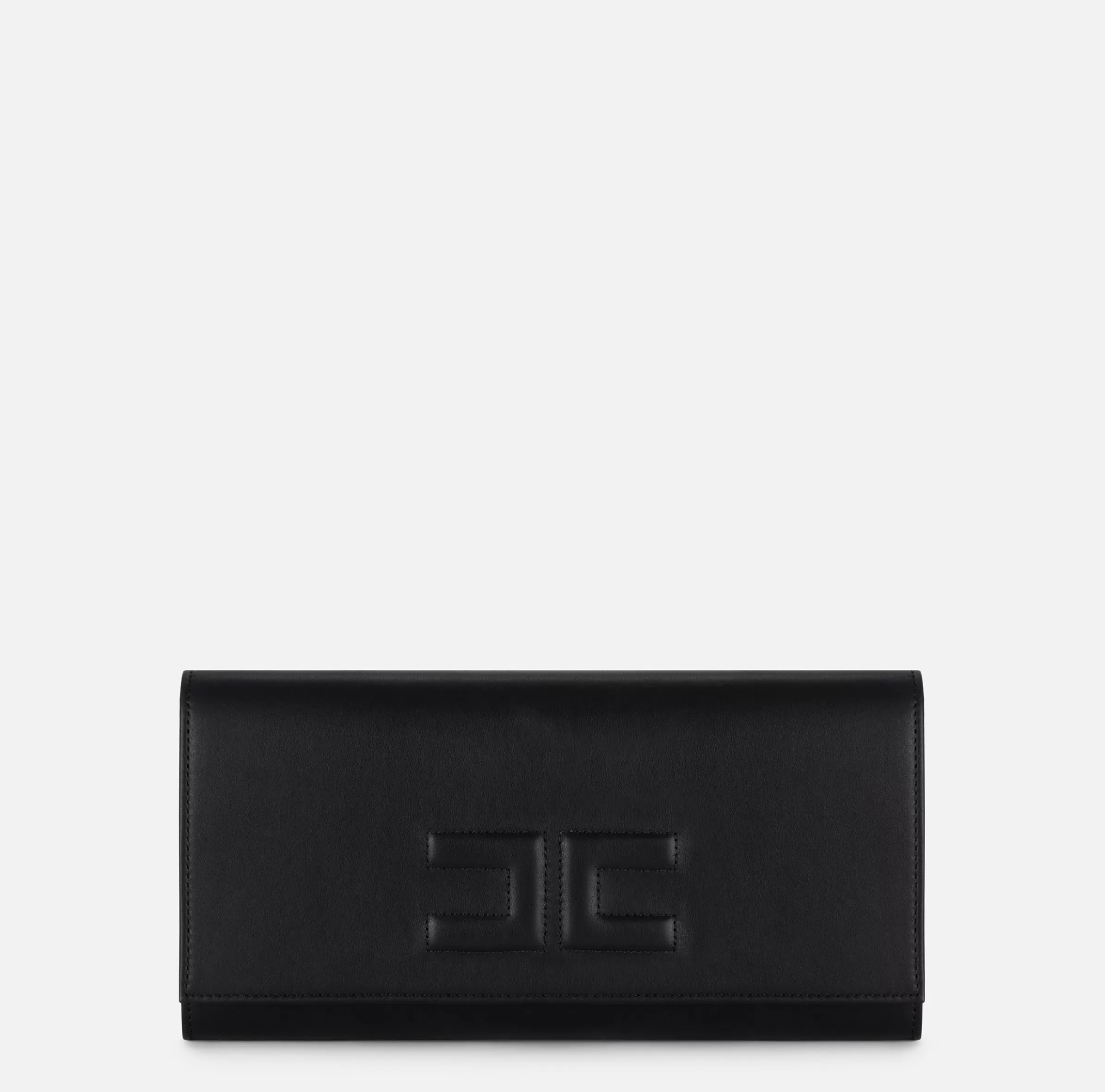 Elisabetta Franchi Clutch^Clutch baguette in nappa con logo embossed Nero