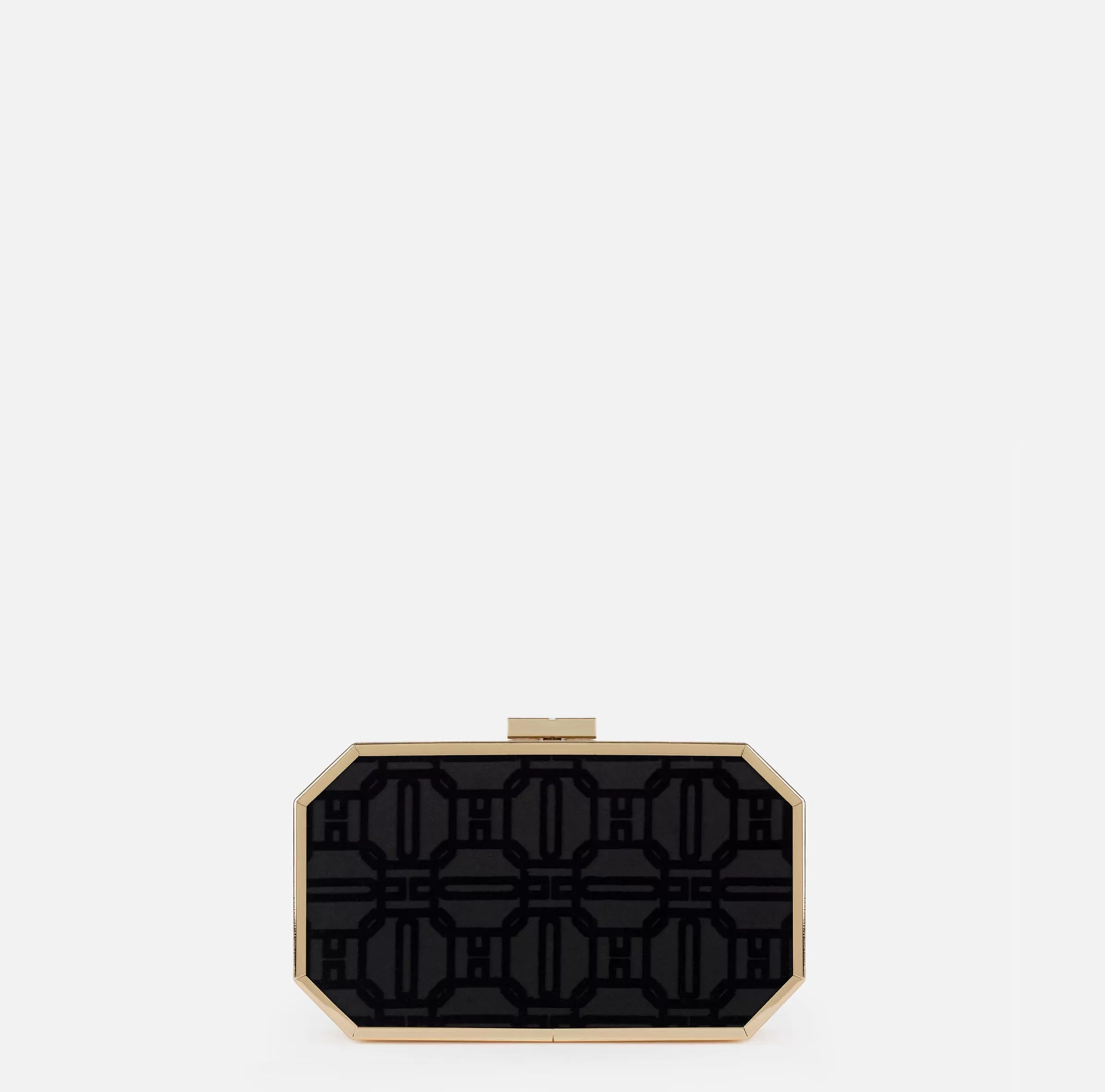 Elisabetta Franchi Clutch^Clutch in tessuto flock Nero