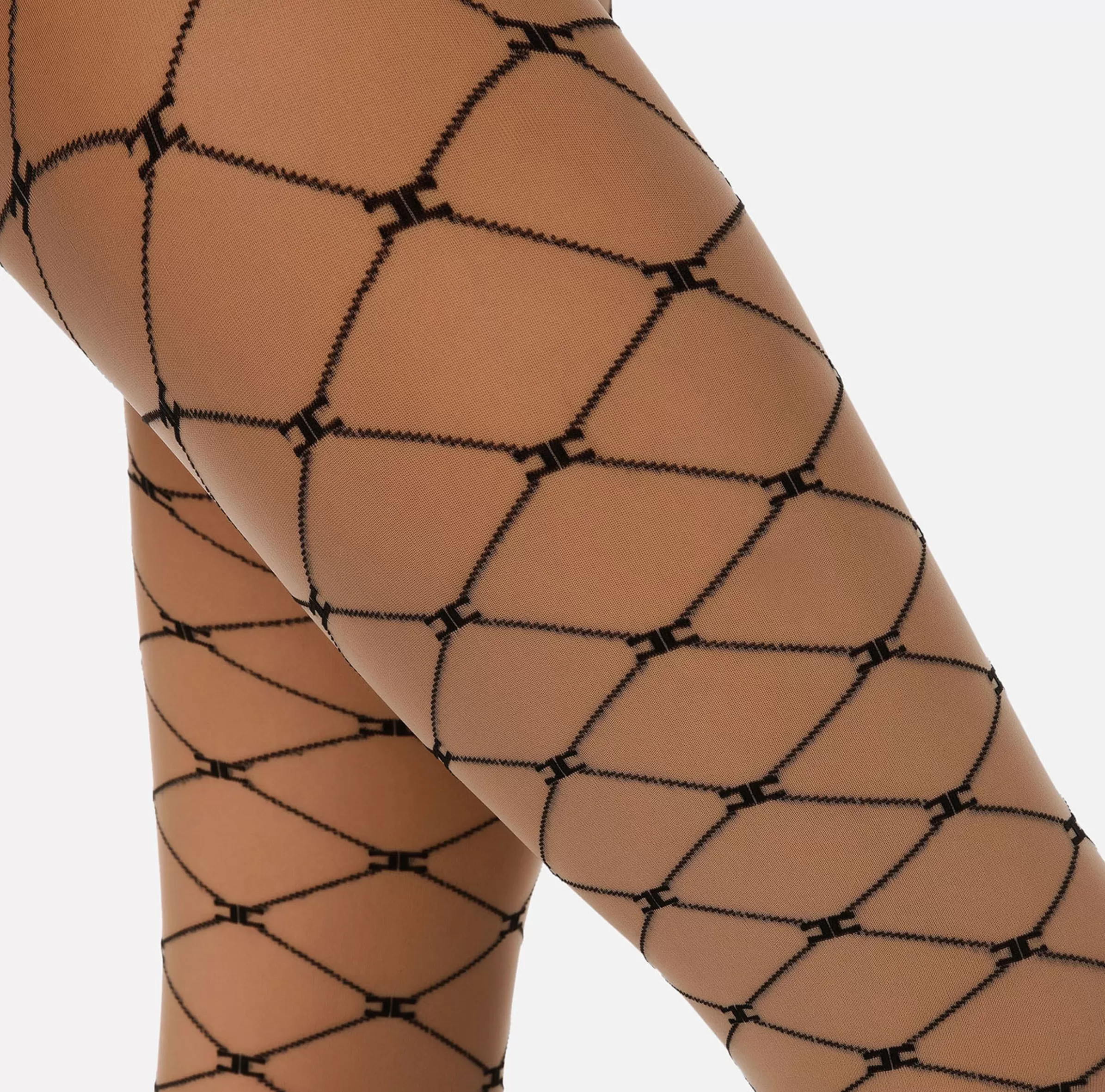 Elisabetta Franchi Collants^Collant Trama Monogram Nudo/Nero