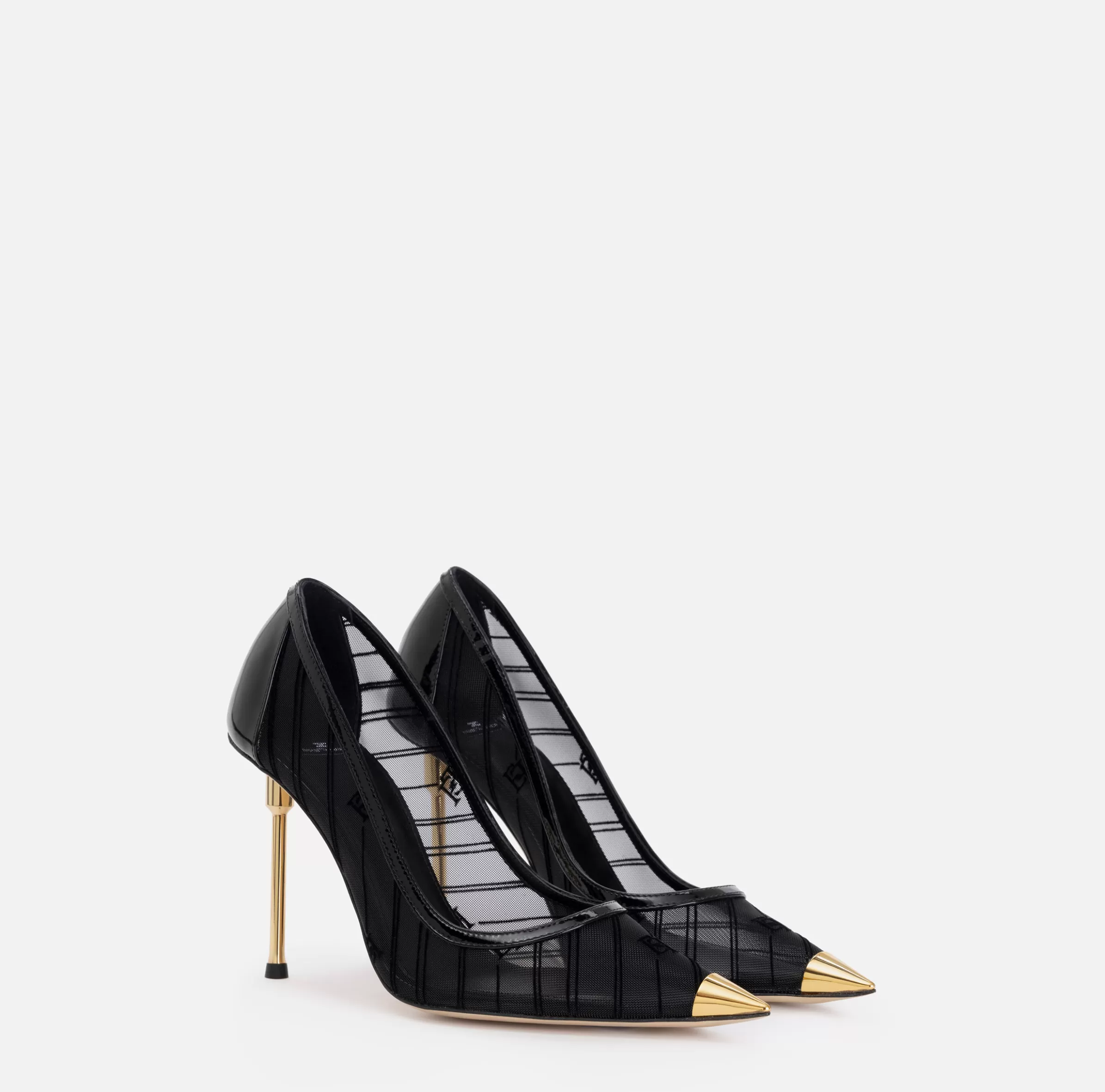 Elisabetta Franchi Décolleté^Décolleté in rete con logo in flock Nero