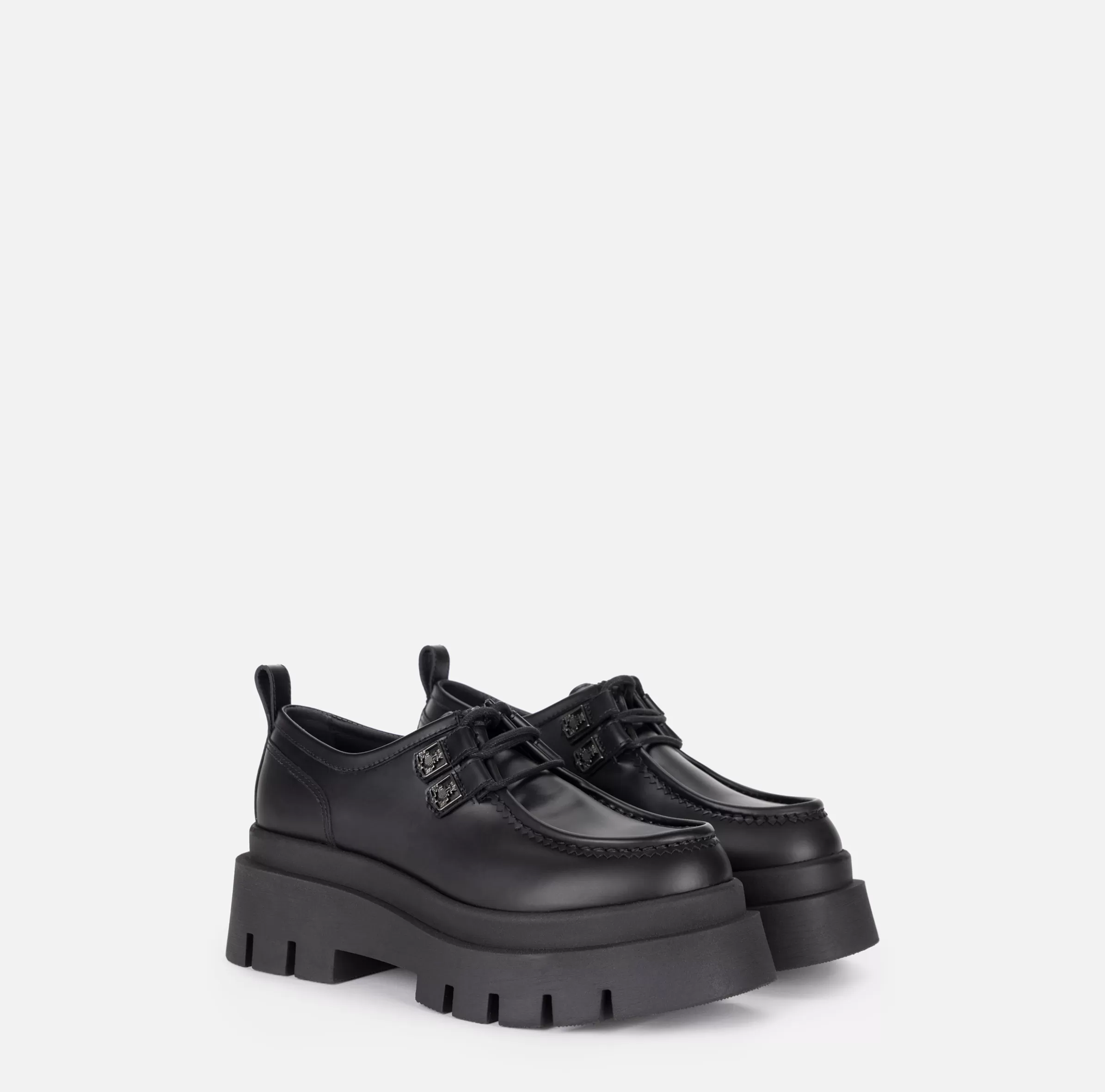 Elisabetta Franchi Sneakers E Scarpe Basse^Derby in pelle con plateau Nero