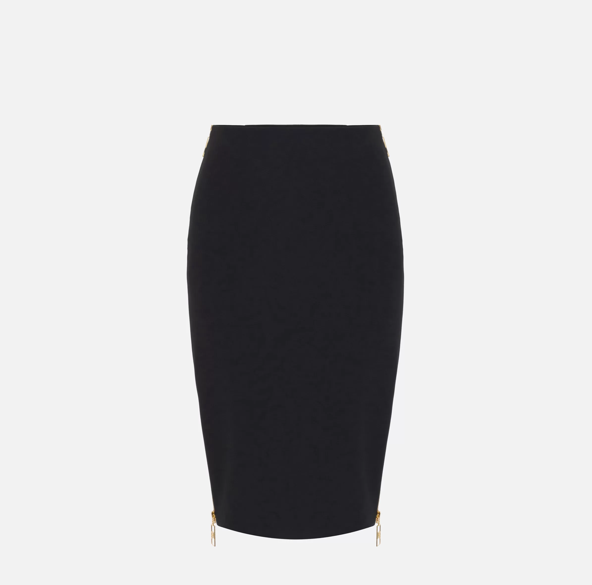 Elisabetta Franchi Gonne^Gonna midi in crêpe con zip Nero