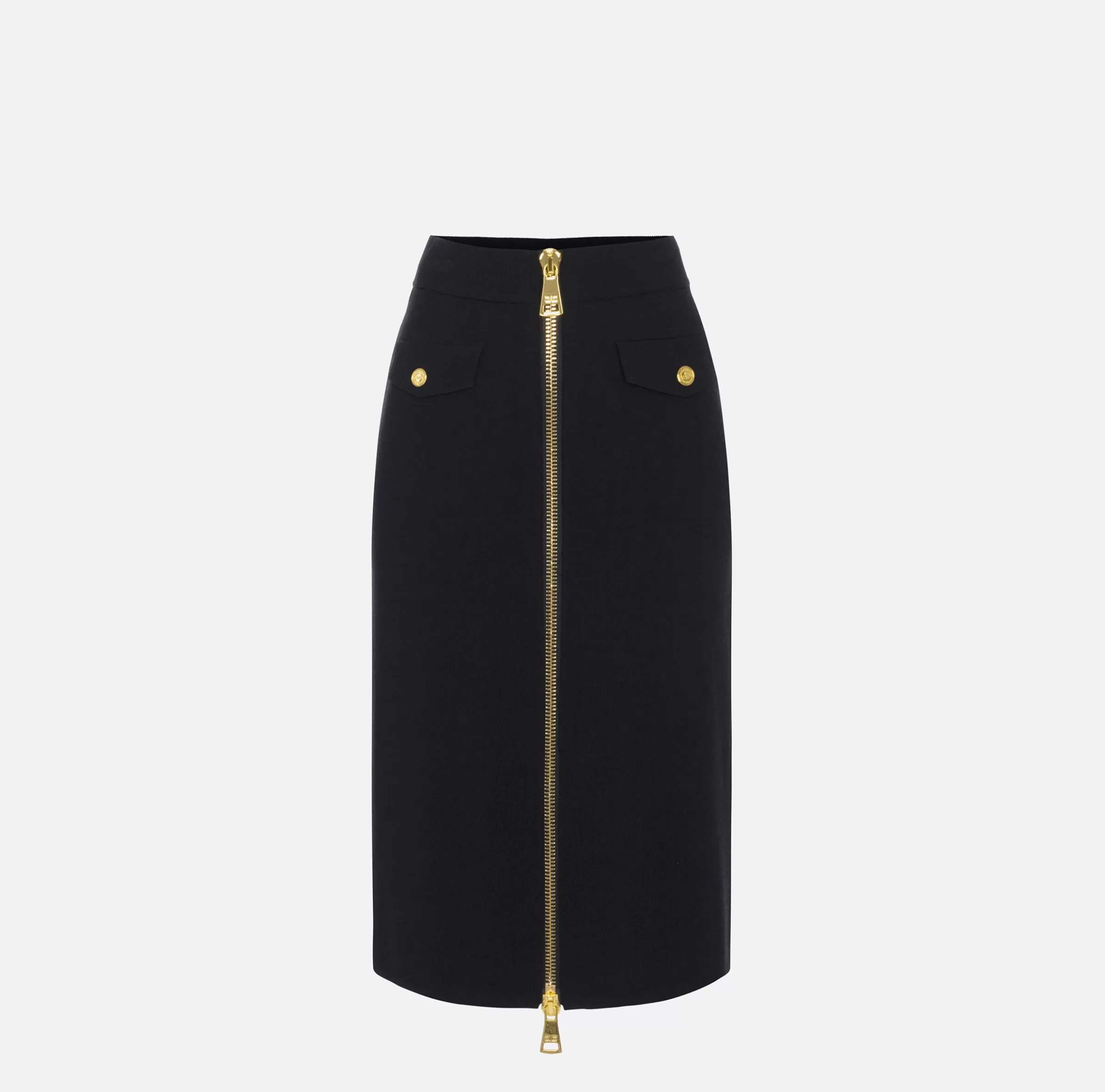 Elisabetta Franchi Gonne^Gonna midi in viscosa con zip Nero