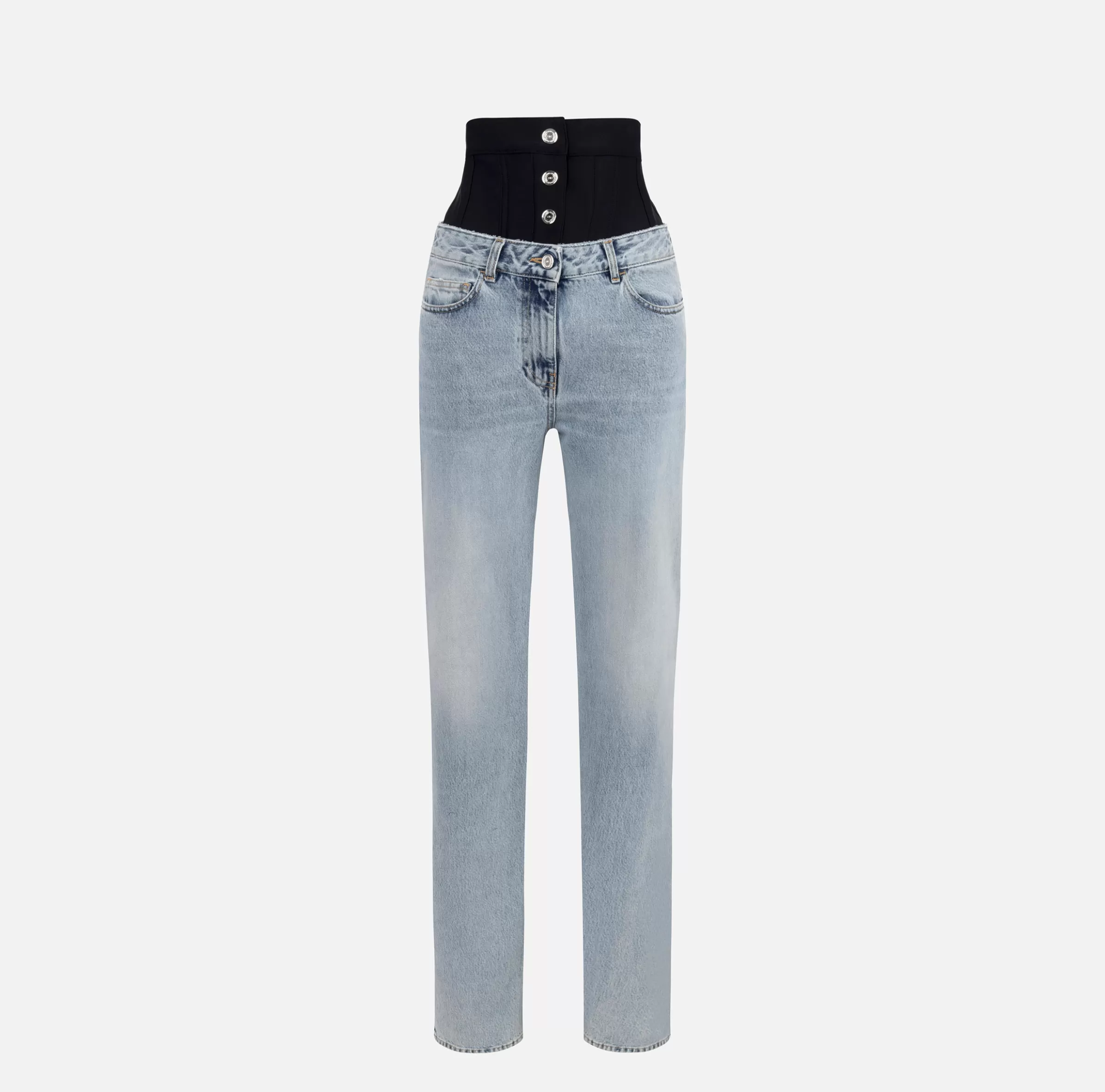 Elisabetta Franchi Jeans^Jeans dritto in cotone organico con corsetto in neoprene Lightdenim