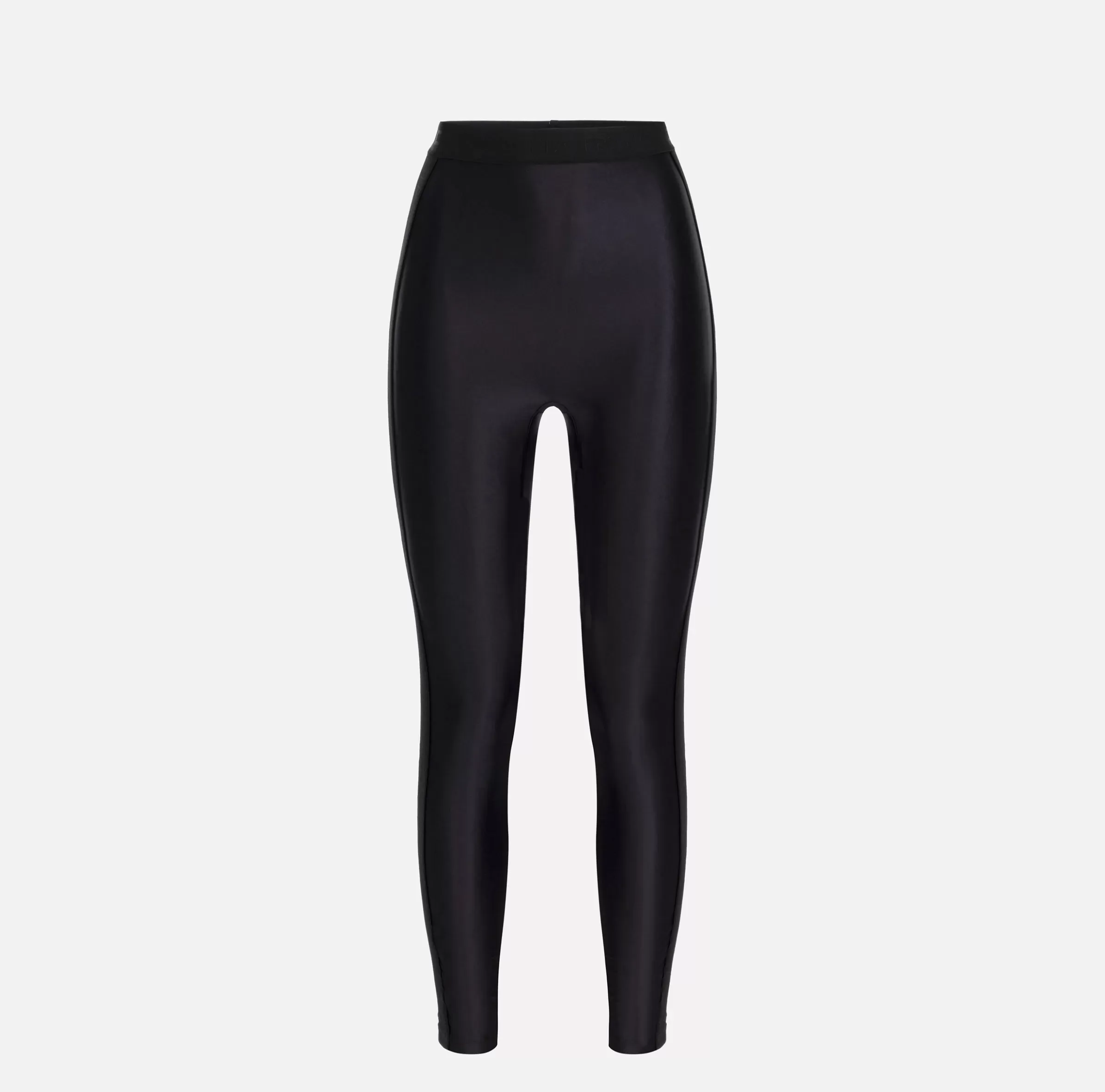 Elisabetta Franchi Pantaloni E Shorts^Leggings in lycra lucida con elastico logato Nero