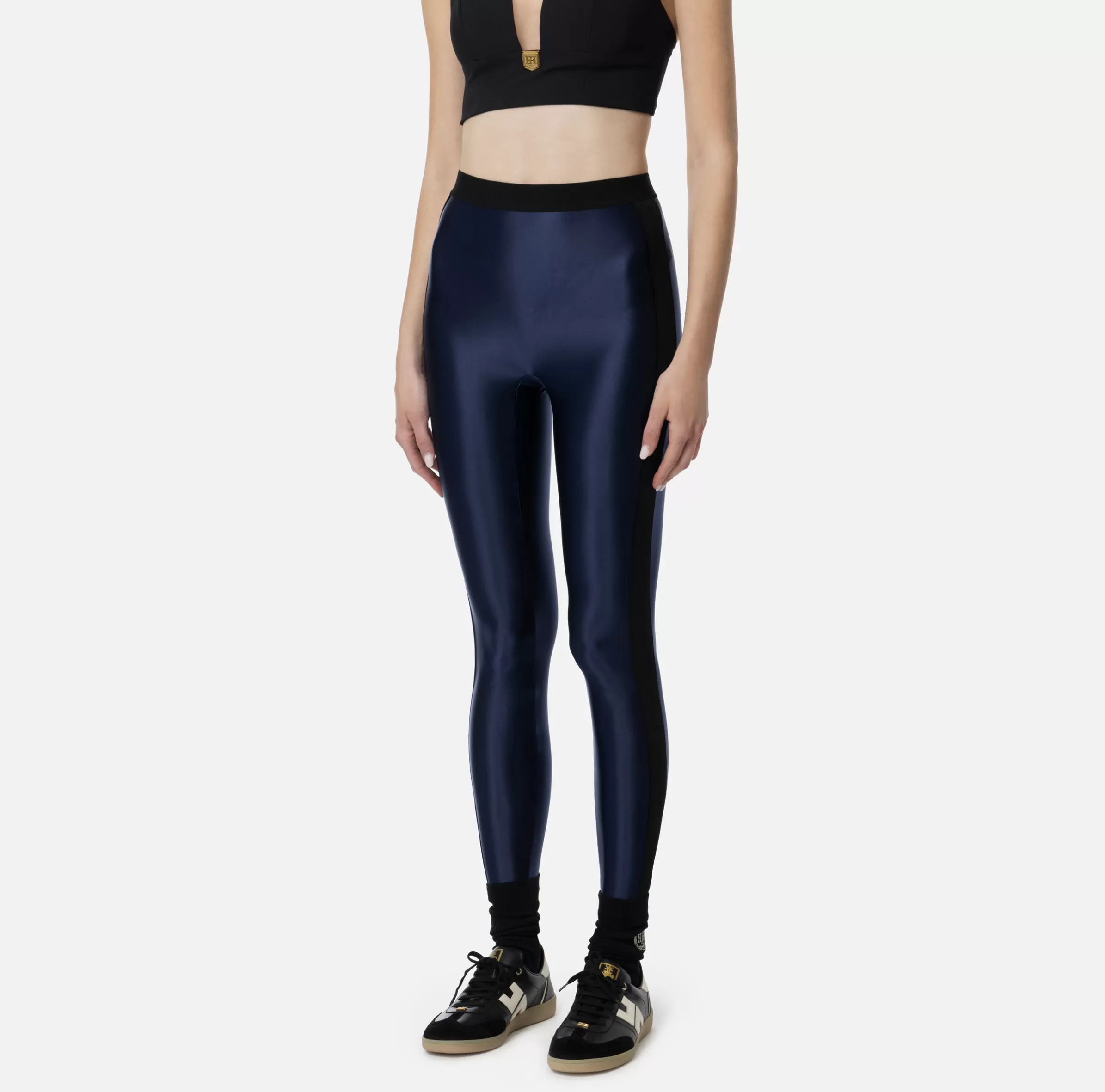 Elisabetta Franchi Pantaloni E Shorts^Leggings in lycra lucida con elastico logato Navy