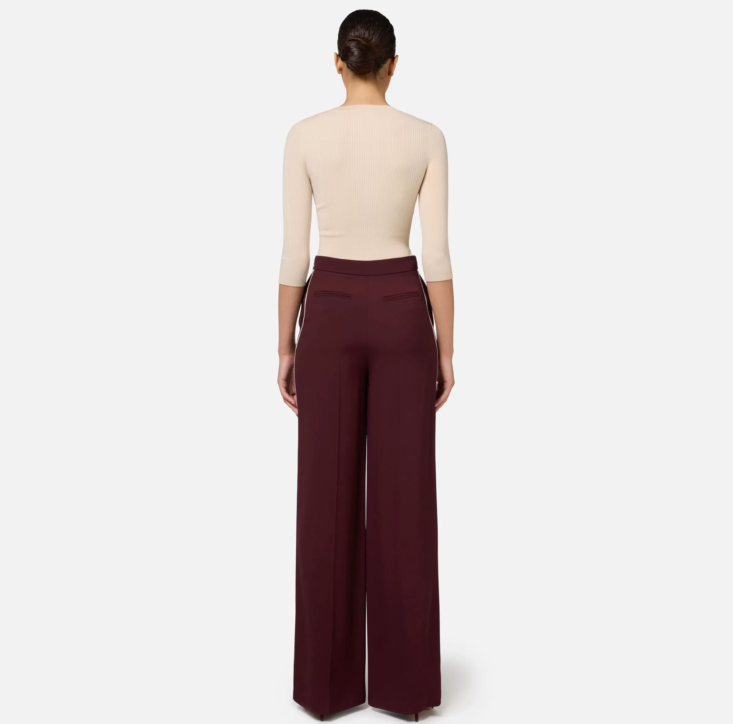 Elisabetta Franchi Maglieria E Felpe^Maglia scollo a V in lyocell e seta a costine con ricamo logo Lattice