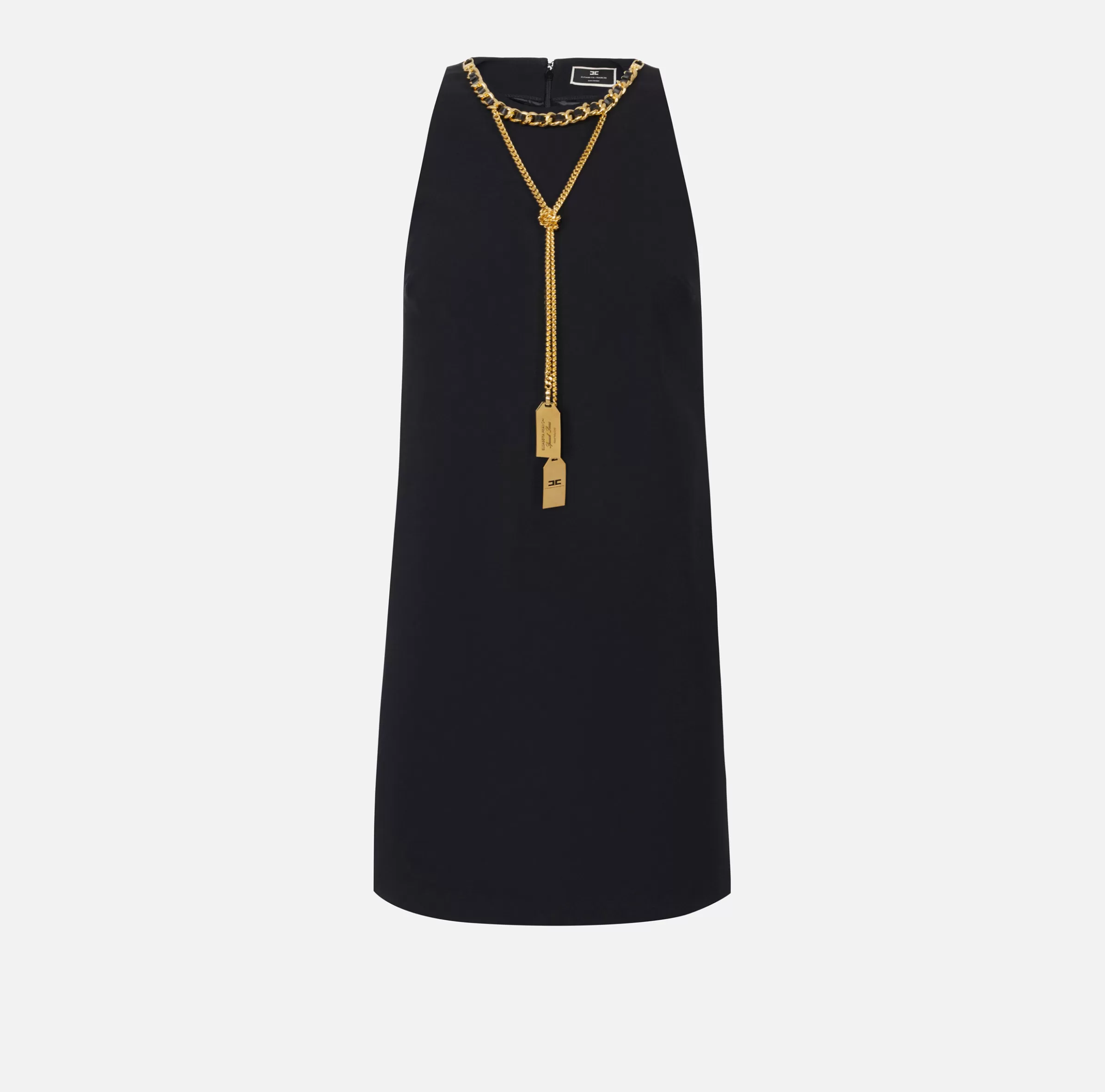 Elisabetta Franchi Mini Abiti | Abiti^Miniabito boxy in crêpe con collana Nero