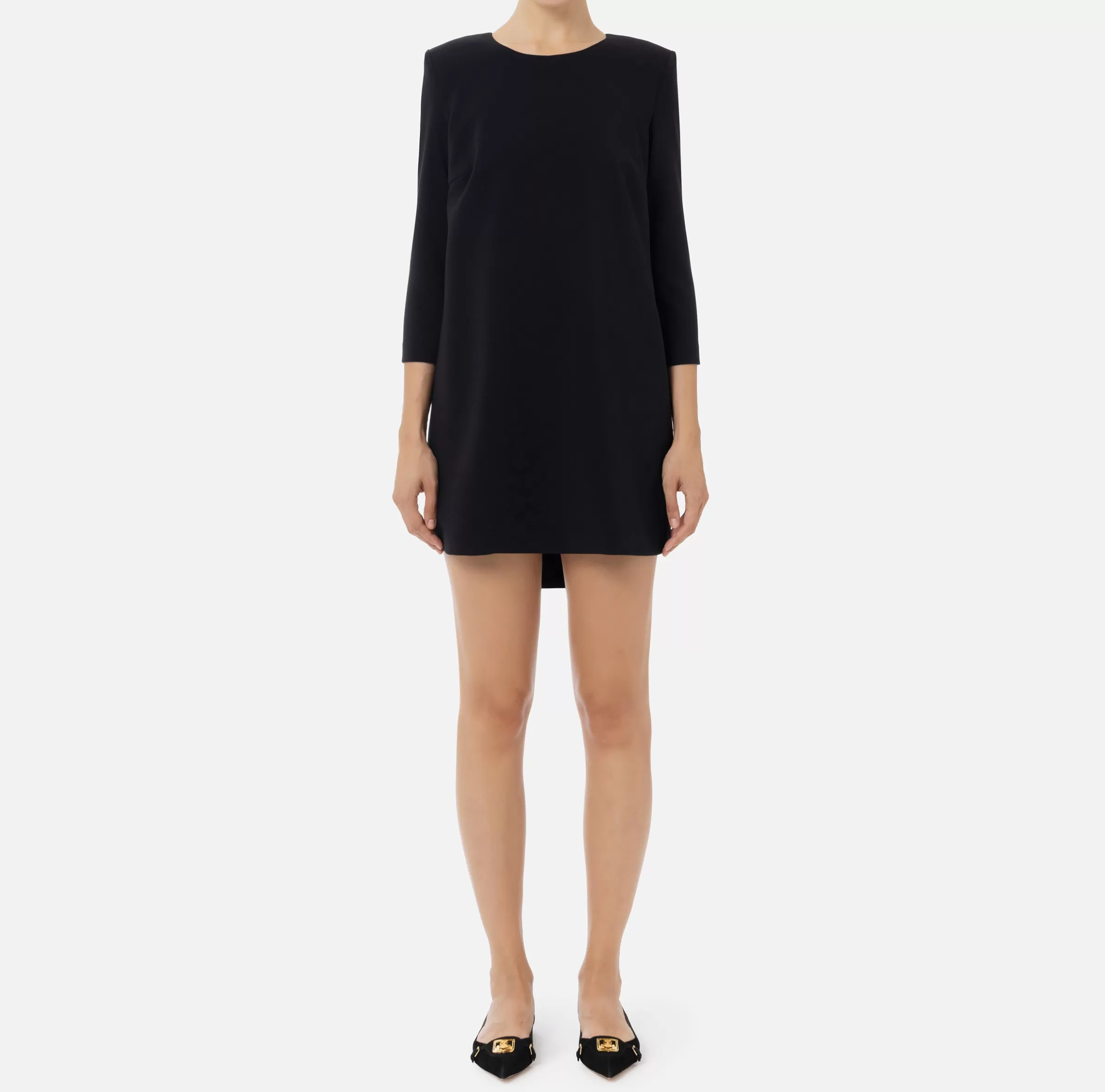 Elisabetta Franchi Mini Abiti | Abiti^Miniabito boxy in crêpe con inserto in vela Nero