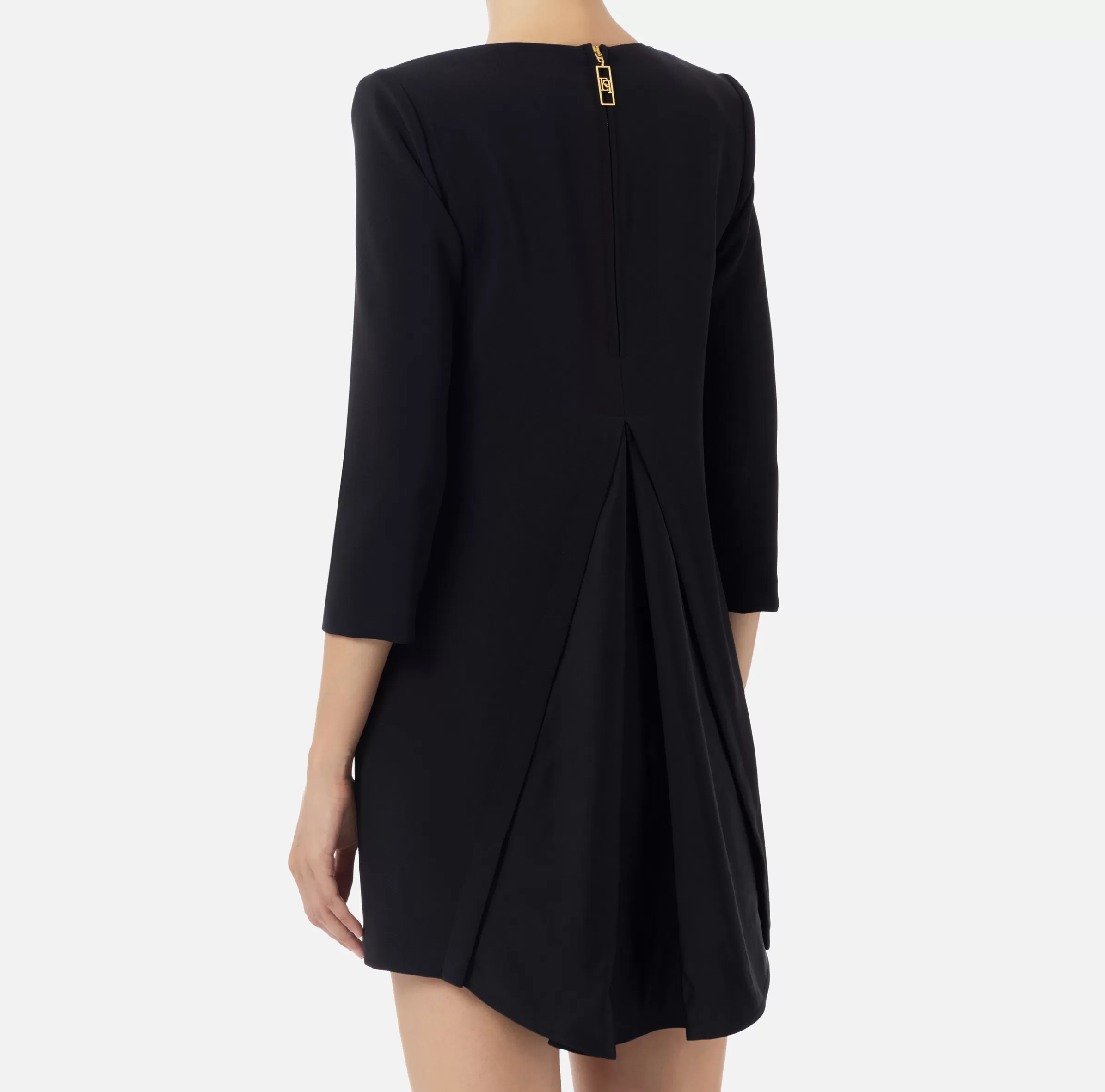 Elisabetta Franchi Mini Abiti | Abiti^Miniabito boxy in crêpe con inserto in vela Nero